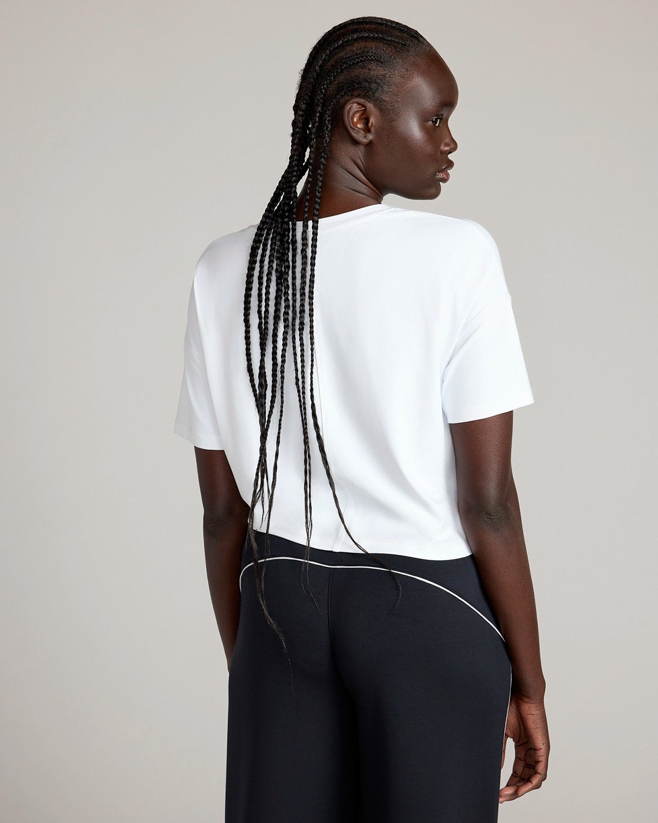 The Active Pique Mesh Cropped Boyfriend Tee - White