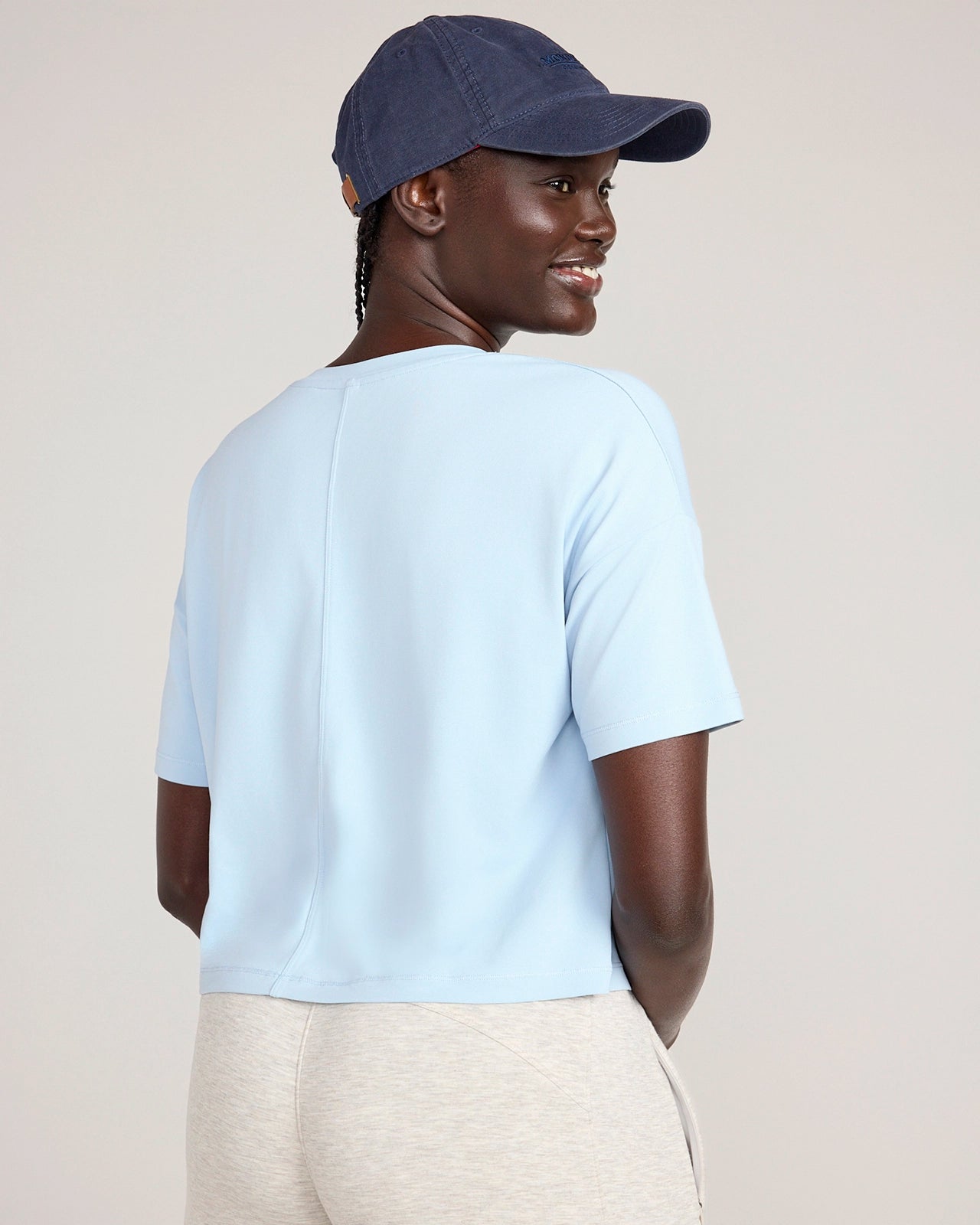 The Active Pique Mesh Cropped Boyfriend Tee - Skyway Blue