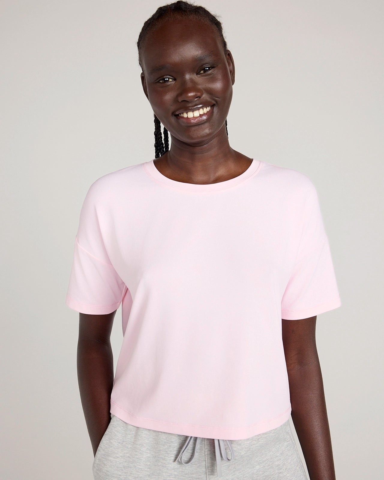 The Active GRS Certified Recycled Nylon Pique Mesh Cropped Boyfriend Tee - Flushing Pink