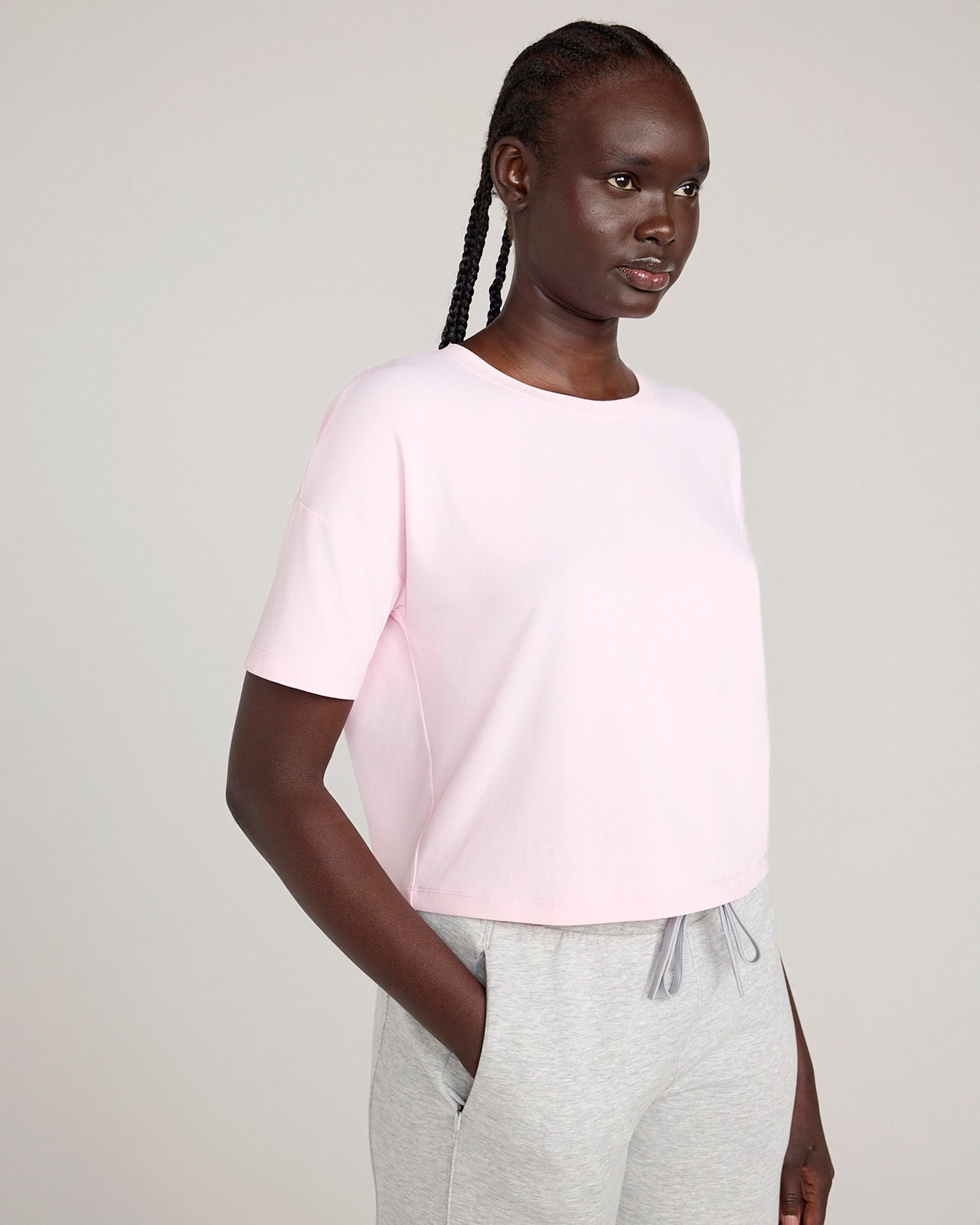 The Active Pique Mesh Cropped Boyfriend Tee - Flushing Pink