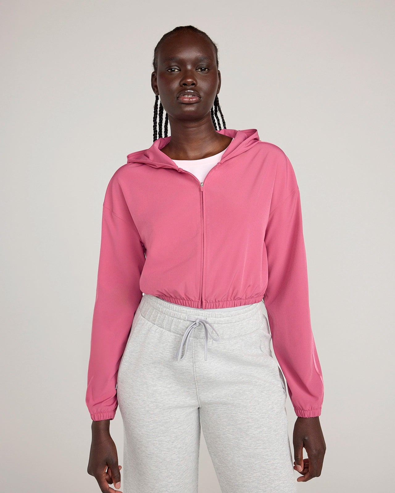 The Active Cropped Hooded Jacket - Malaga Pink