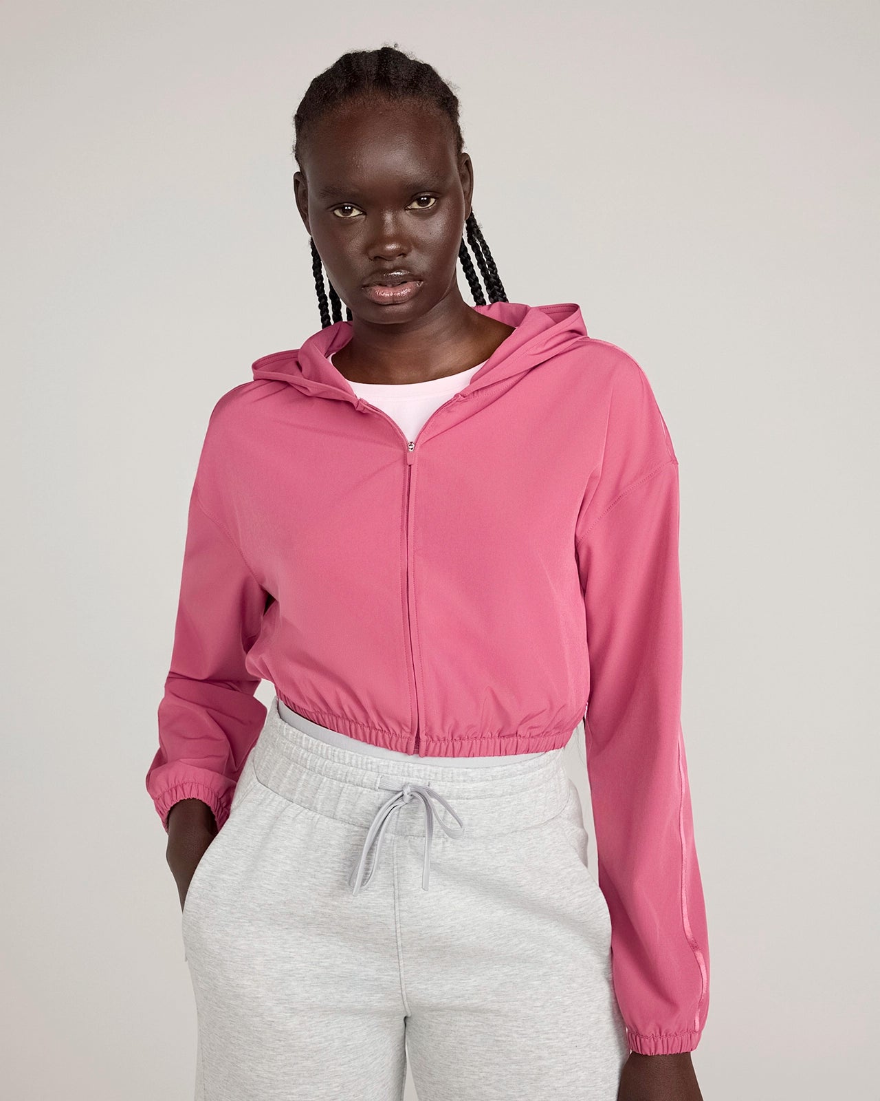The Active Cropped Hooded Jacket - Malaga Pink