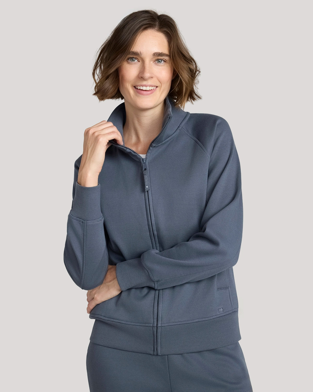 For general description, go to 'Main Product Description' region - The Soft Luxe Bonded Fleece Full Zip Jacket - Blue