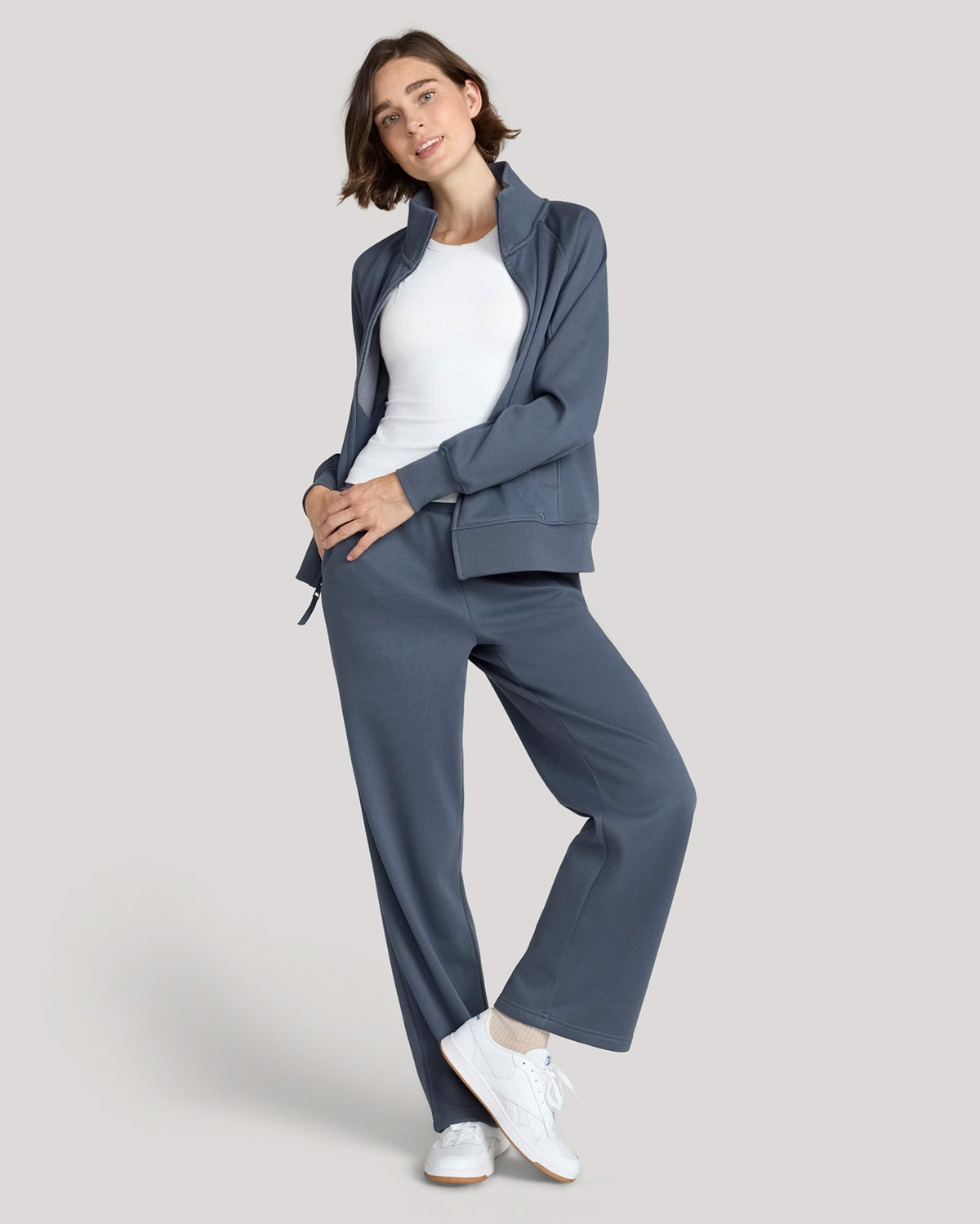 The Soft Luxe Bonded Fleece Full Zip Jacket - Blue