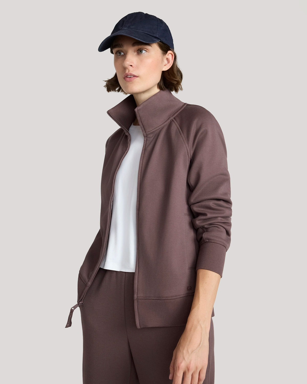 The Soft Luxe Bonded Fleece Full Zip Jacket - Brown