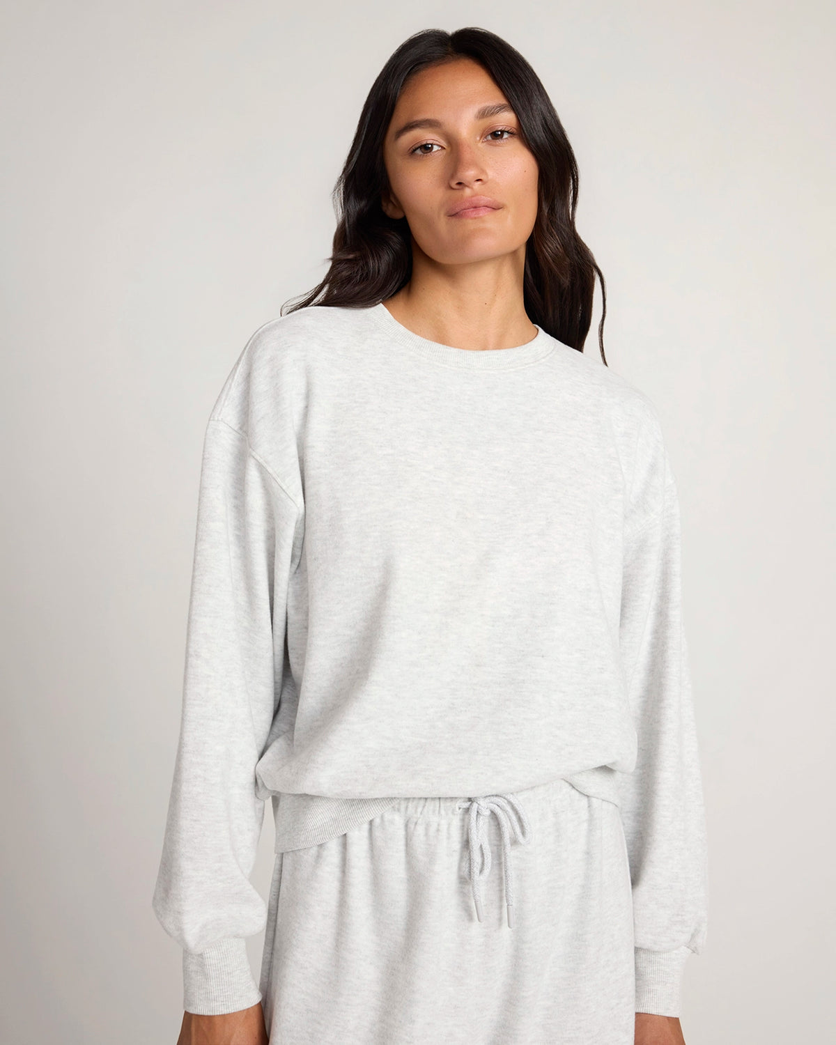 The Soft Luxe Melange Fleece Sweatshirt - Grey Melange