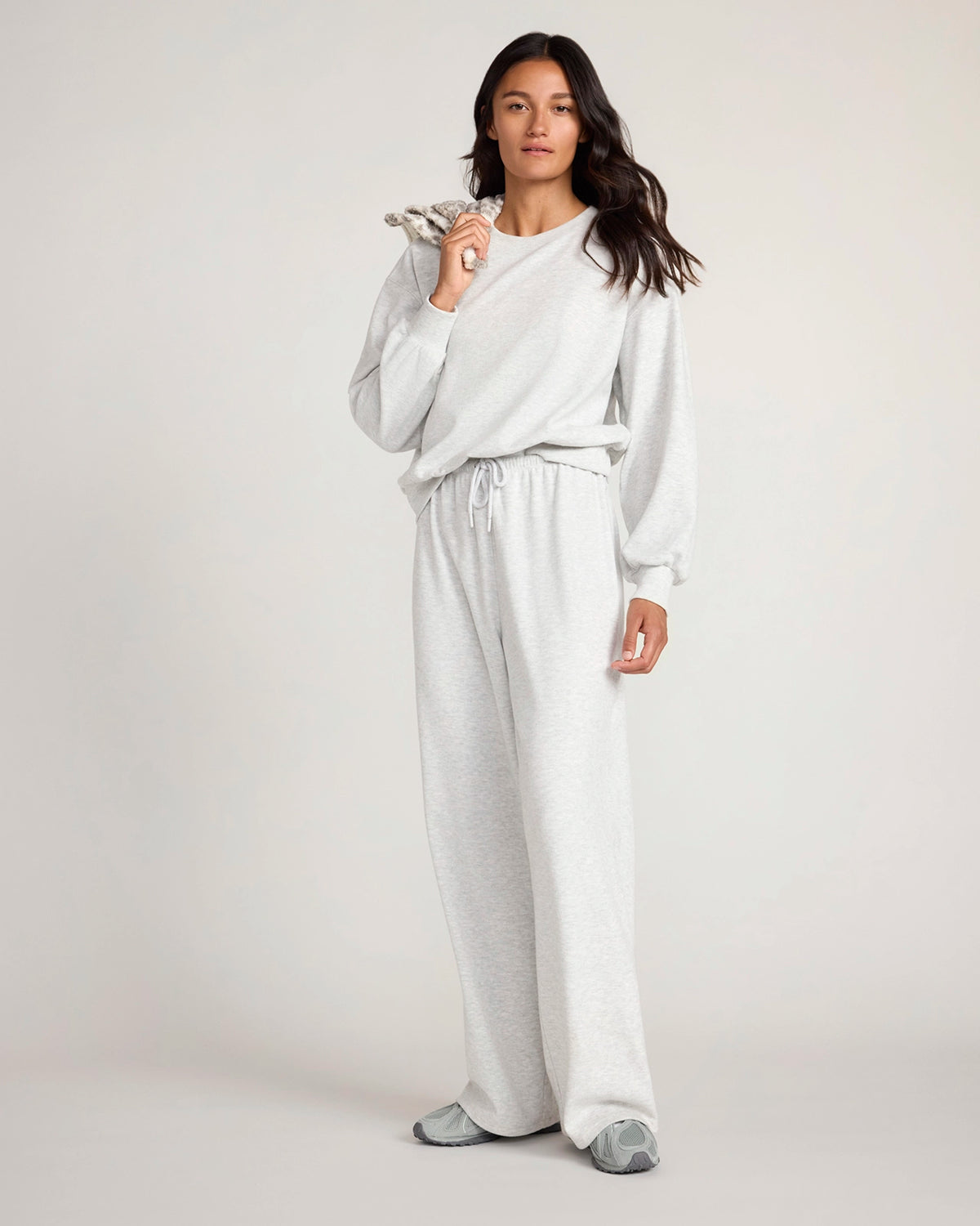 The Soft Luxe Melange Fleece Sweatshirt - Grey Melange