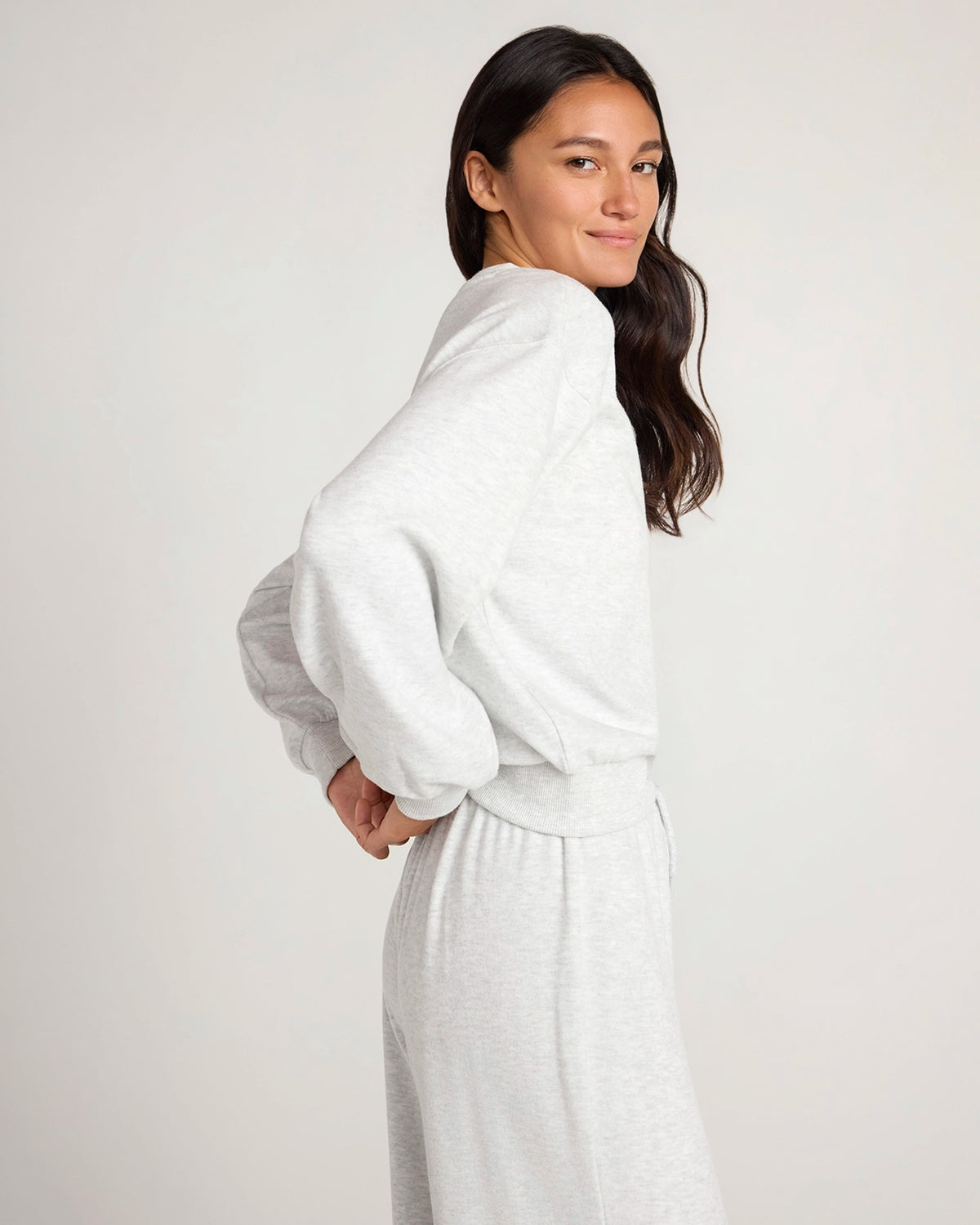 The Soft Luxe Melange Fleece Sweatshirt - Grey Melange