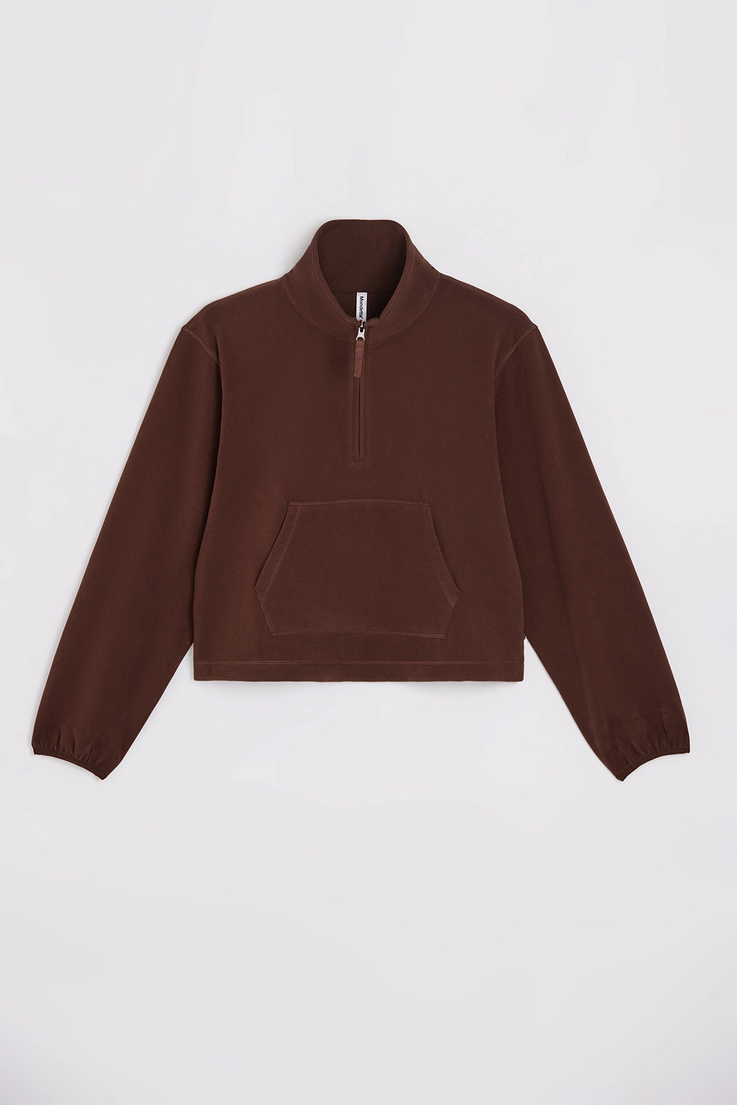 The Soft Luxe Velour Fleece Half-Zip Pullover - Shaved Chocolate