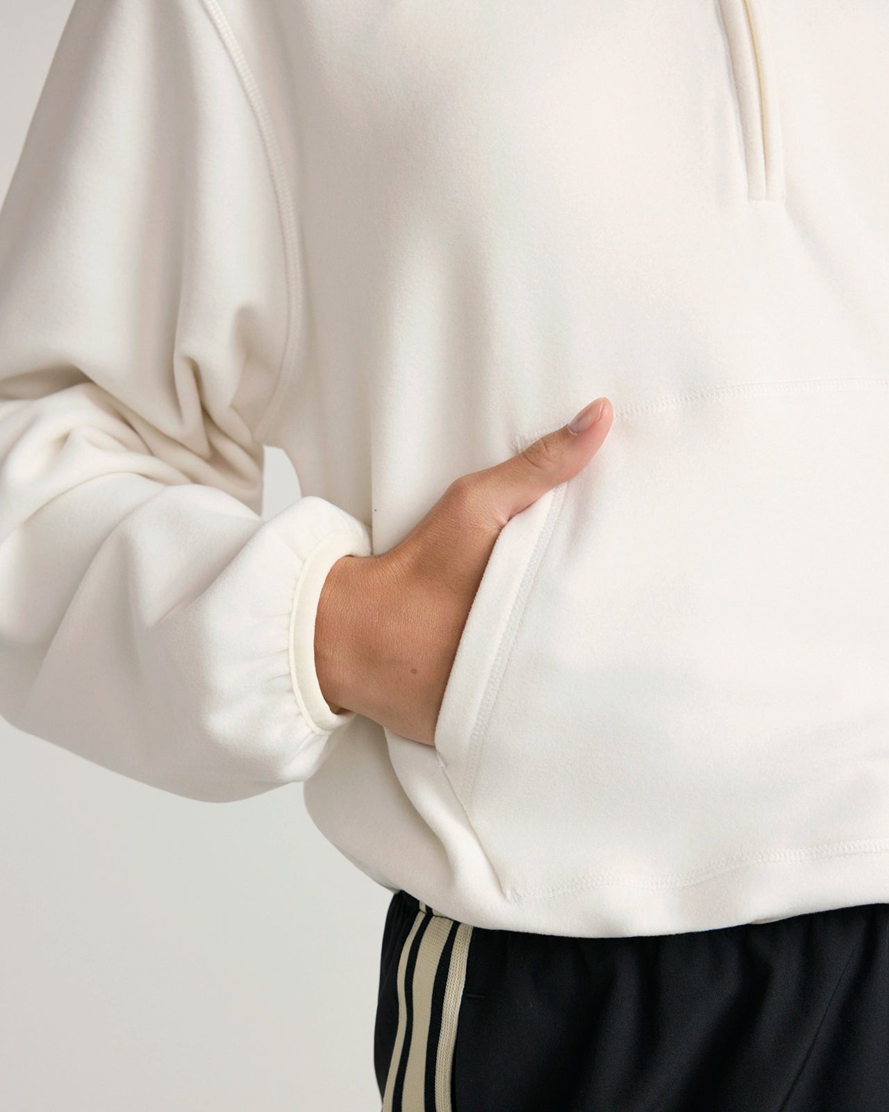 The Soft Luxe Velour Fleece Half-Zip Pullover - Tofu Beige