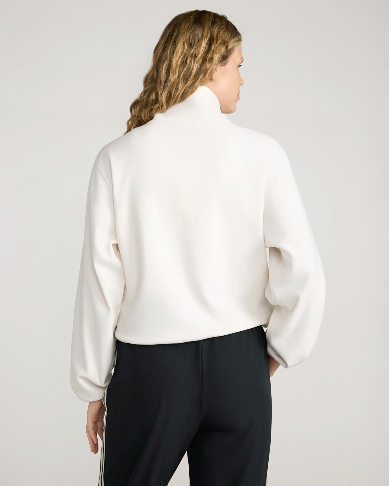 The Soft Luxe Velour Fleece Half-Zip Pullover - Tofu Beige