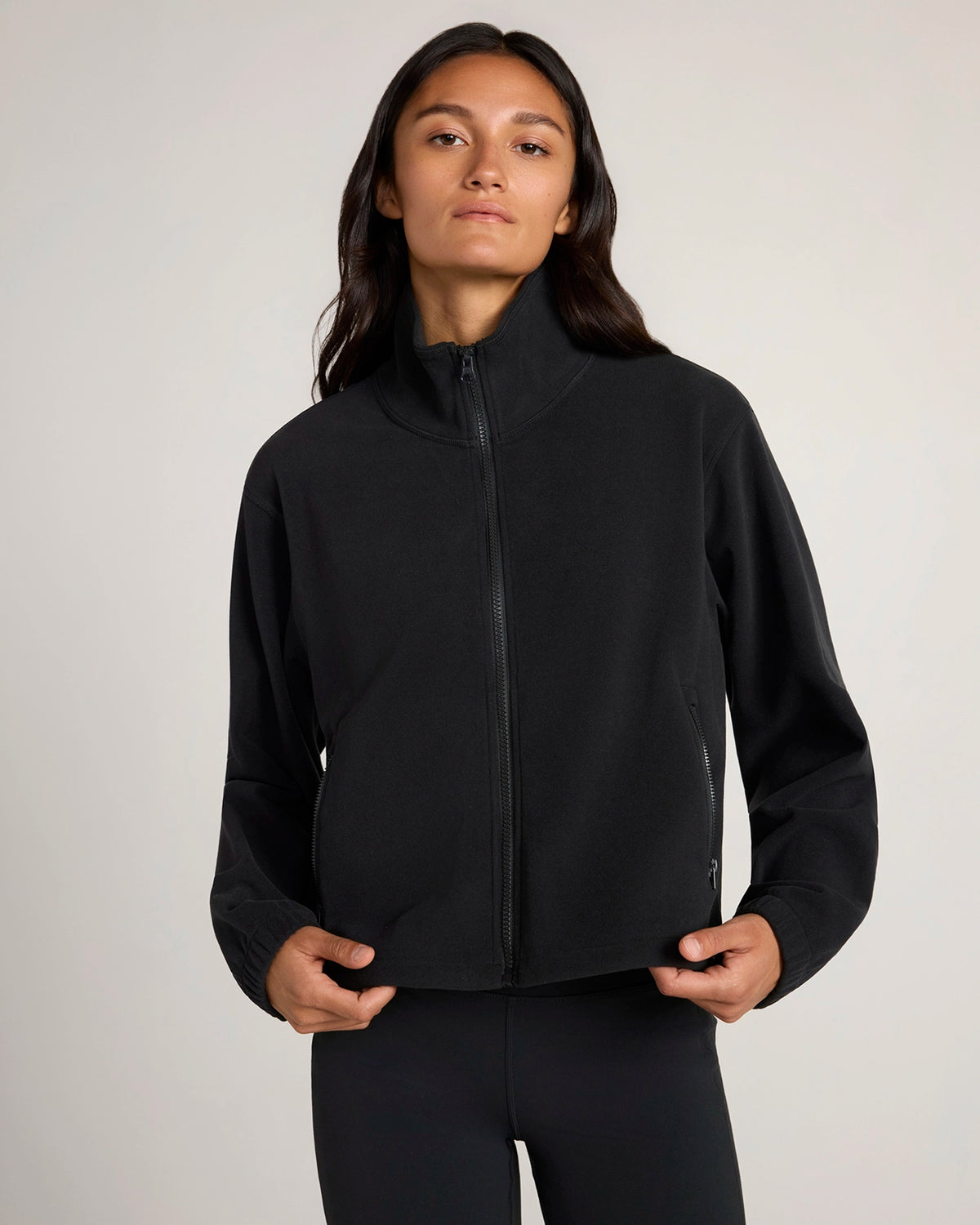The Soft Luxe Velour Fleece Full-Zip Jacket - Black