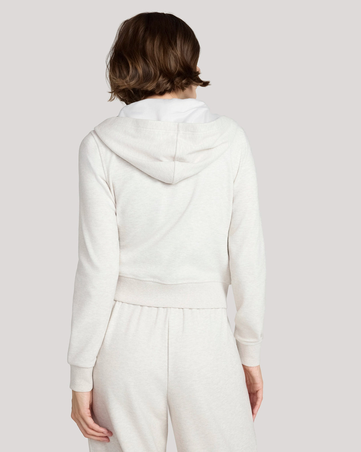 The Soft Luxe Cozy Rib Full-Zip Hoodie - Heather Beige