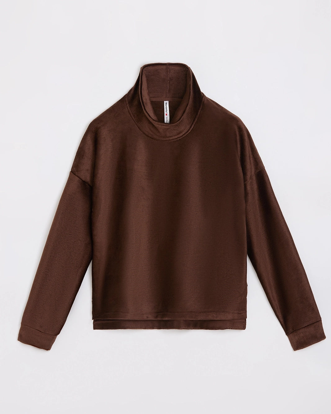 The Soft Luxe Velour Rib Mock Neck Top - Chicory Coffee