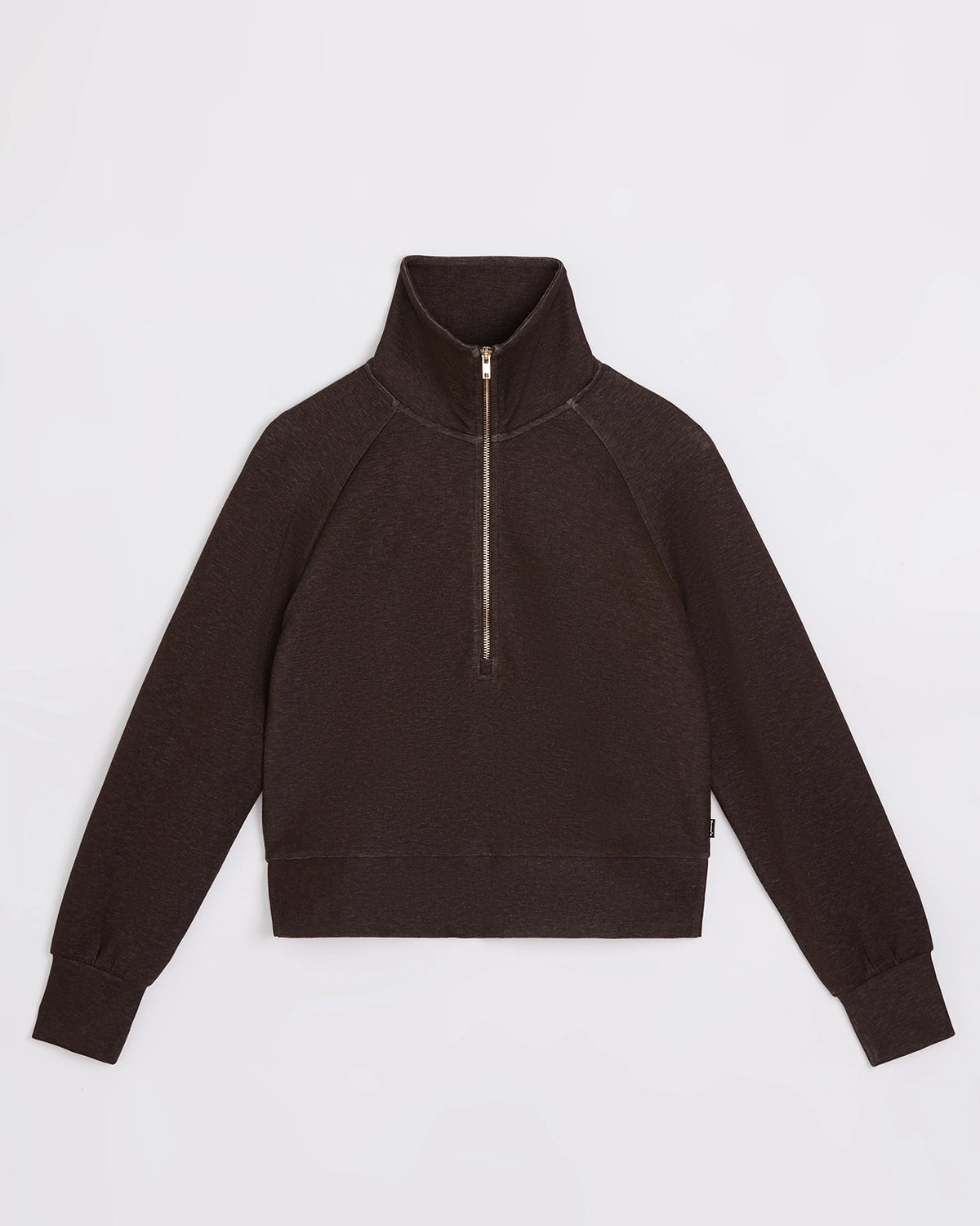 The Soft Luxe Brushed Double Knit Half-Zip - Coffee Bean Marl