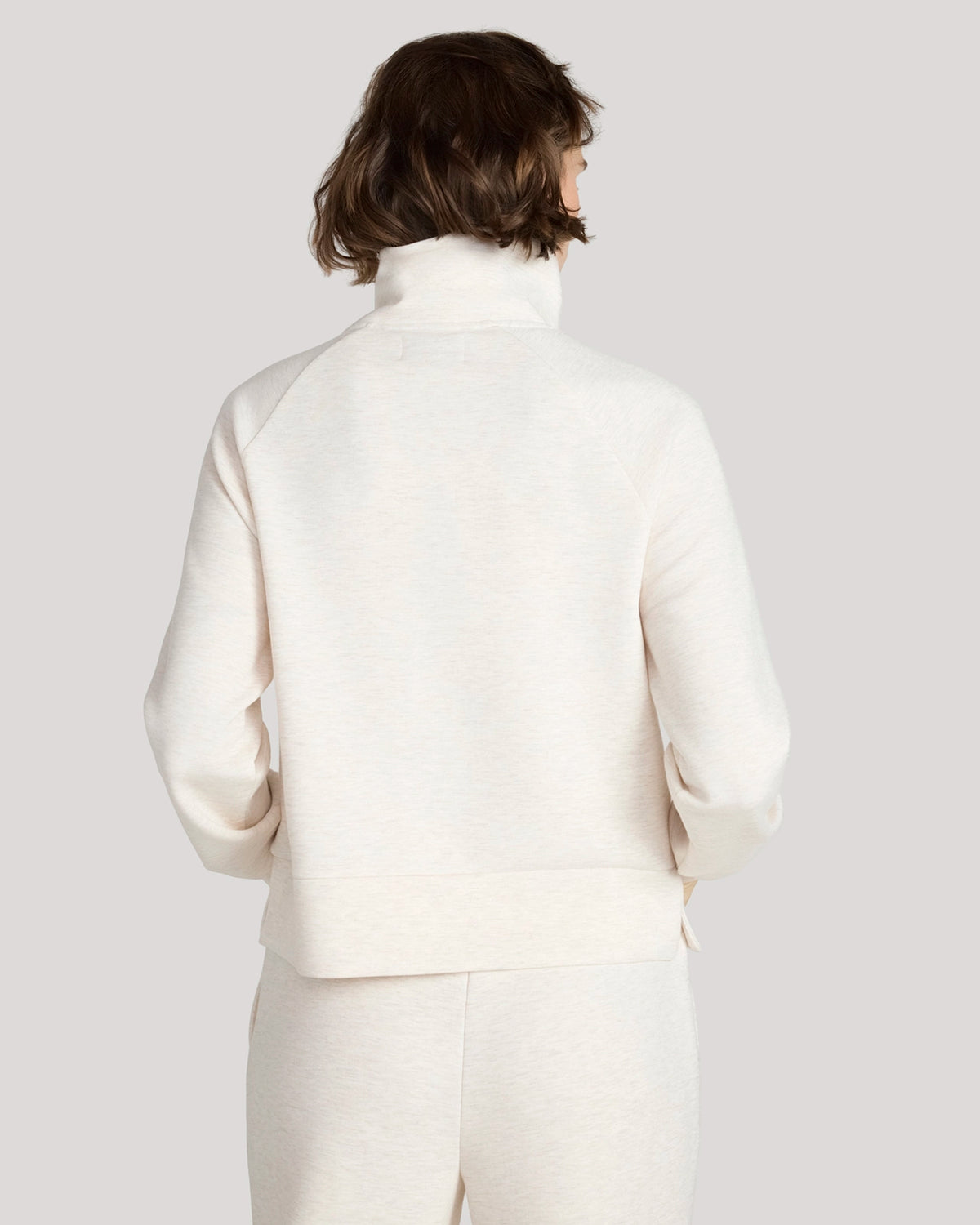 The Soft Luxe Brushed Double Knit Half-Zip - Heather Beige