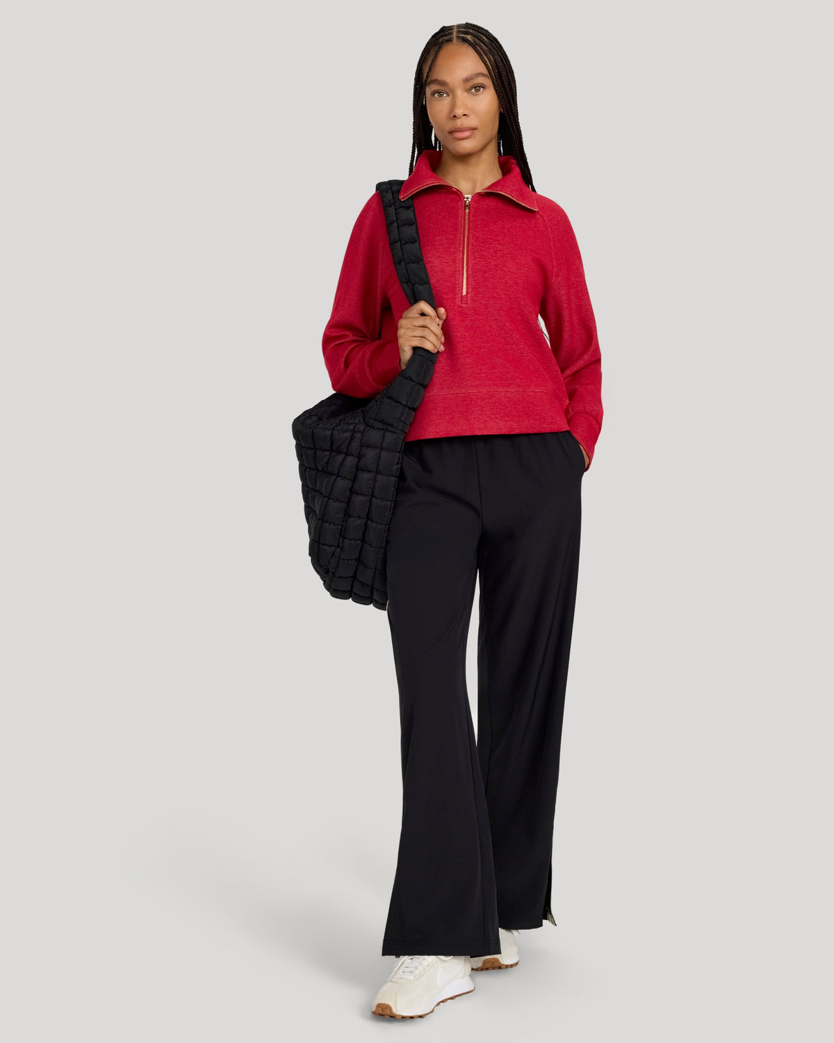 The Soft Luxe Brushed Double Knit Half-Zip - Emboldened Marl Red
