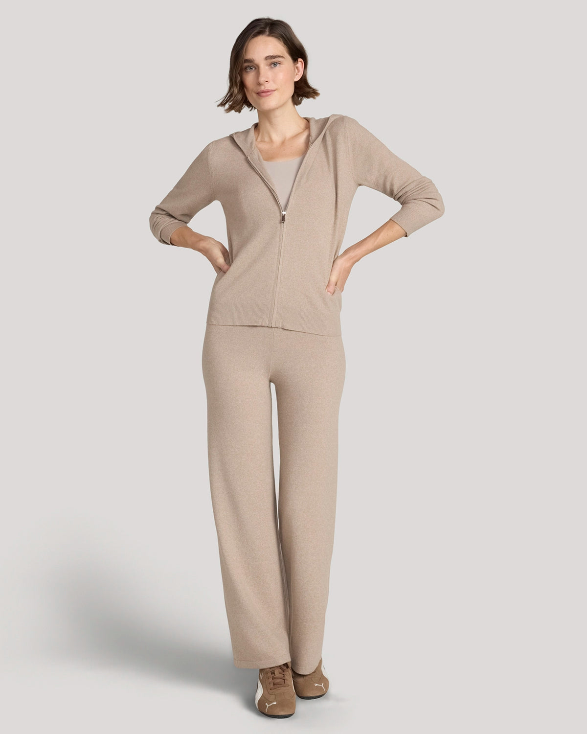 The Soft Luxe Sweaterknit Full Zip Hoodie - Heather Oatmeal