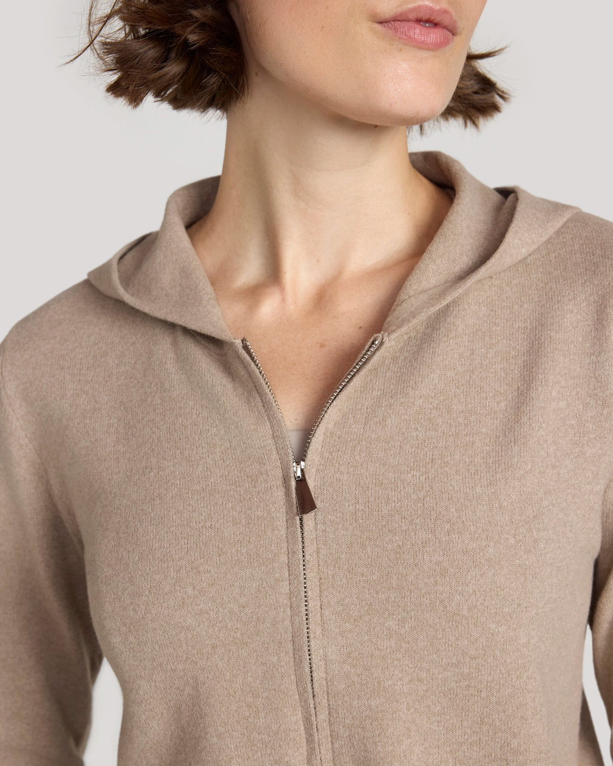 The Soft Luxe Sweaterknit Full Zip Hoodie - Heather Oatmeal