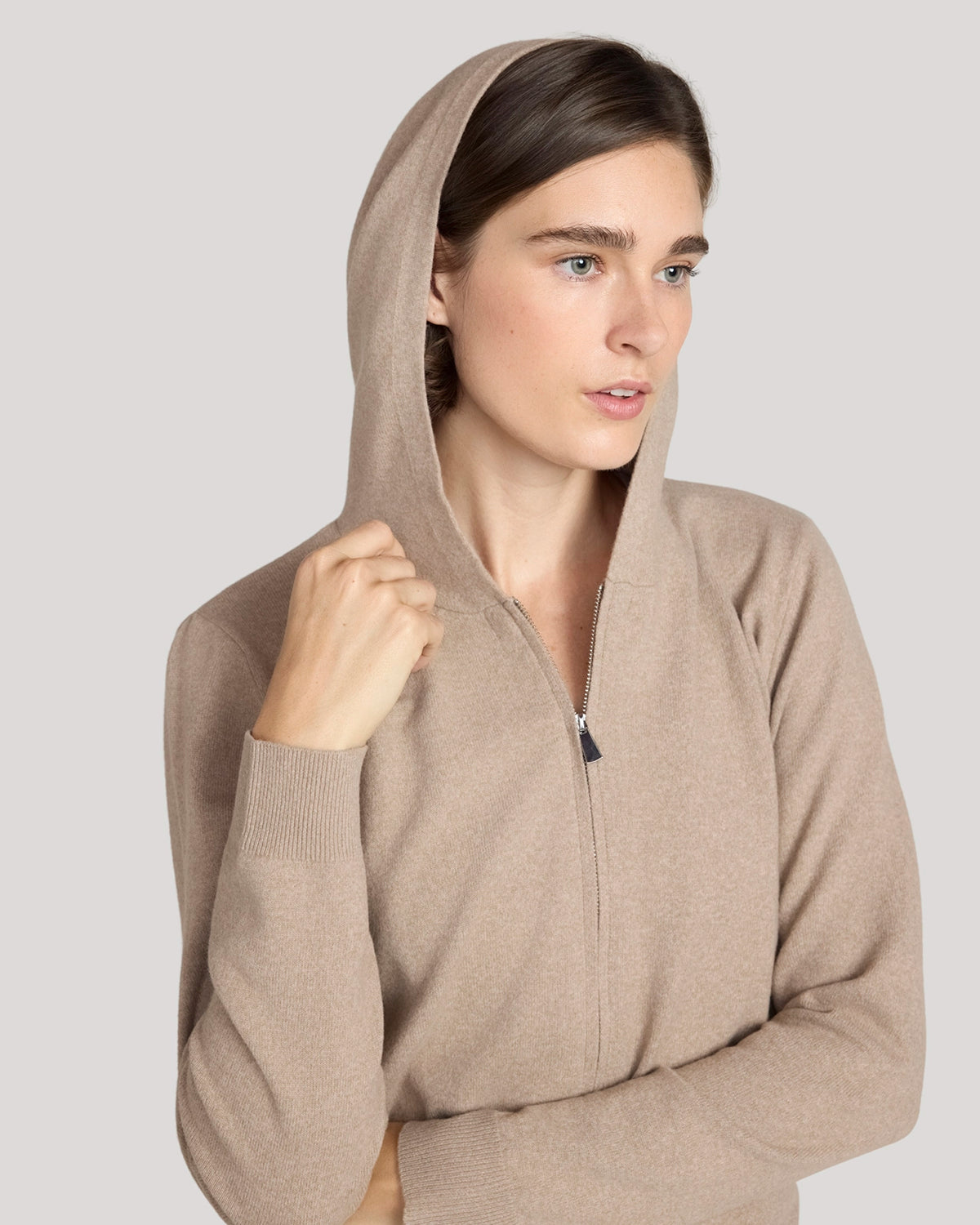 The Soft Luxe Sweaterknit Full Zip Hoodie - Heather Oatmeal