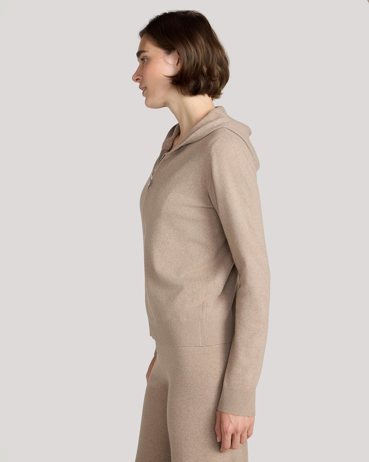 The Soft Luxe Sweaterknit Full Zip Hoodie - Heather Oatmeal
