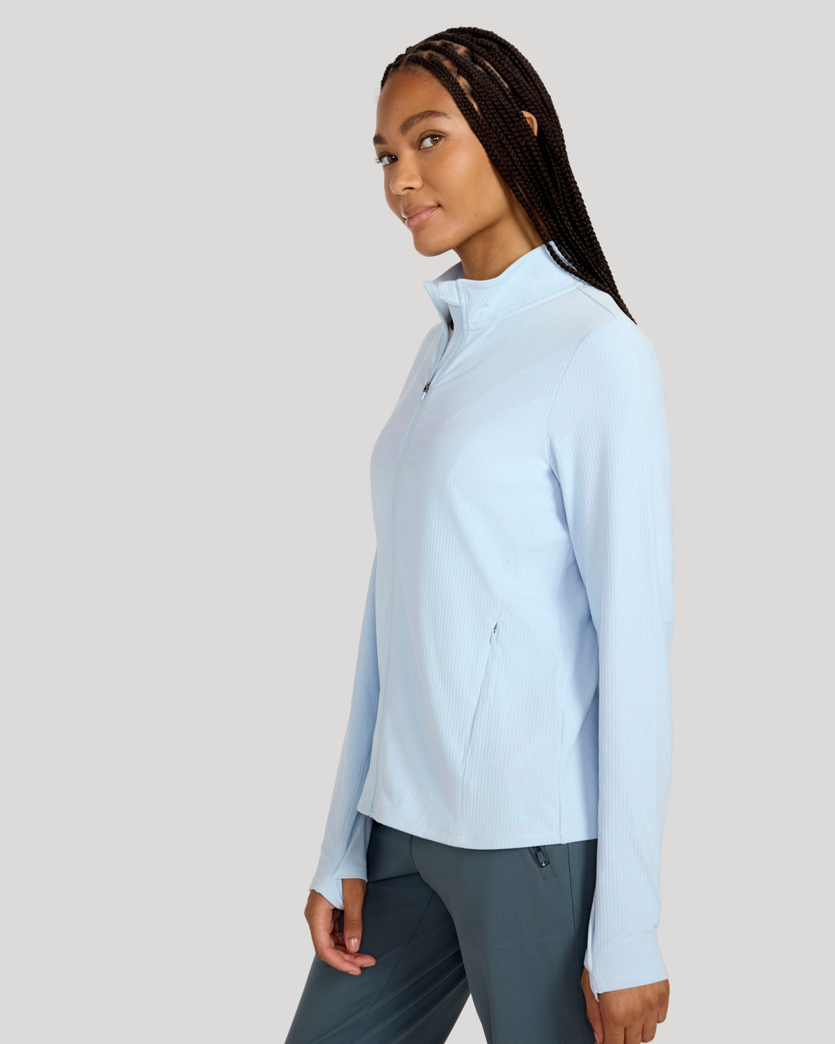 The Active Ribbed Yoga Jacket - Light Blue
