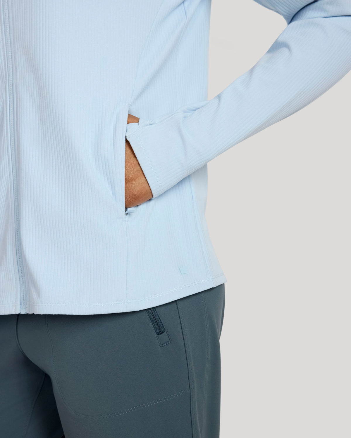 The Active Ribbed Yoga Jacket - Light Blue