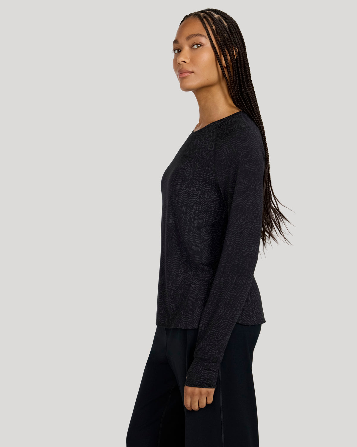 The Active Printed Long Sleeve Tee - Black