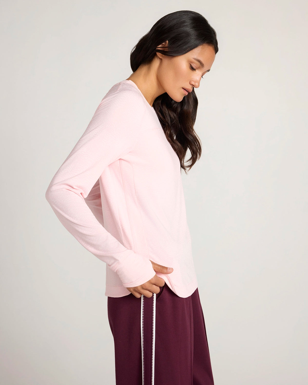 The Active Printed Long Sleeve Tee - Baby Pink