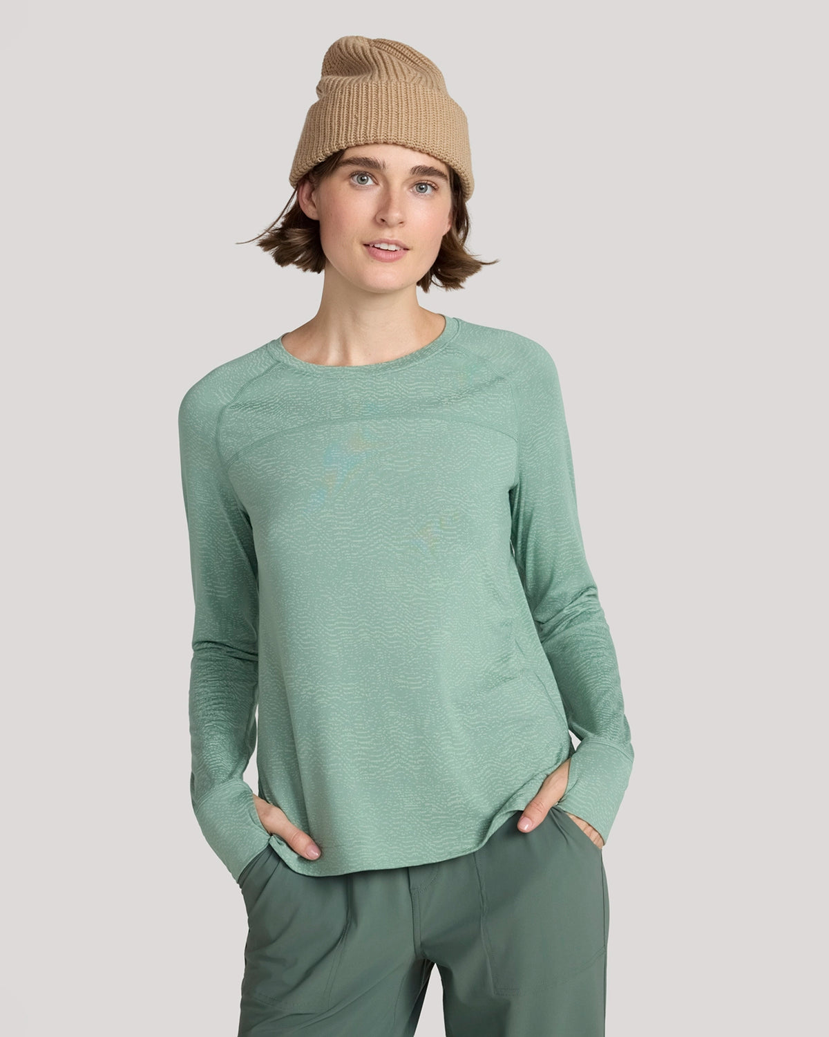For general description, go to 'Main Product Description' region - The Active Printed Long Sleeve Tee - Sage Green