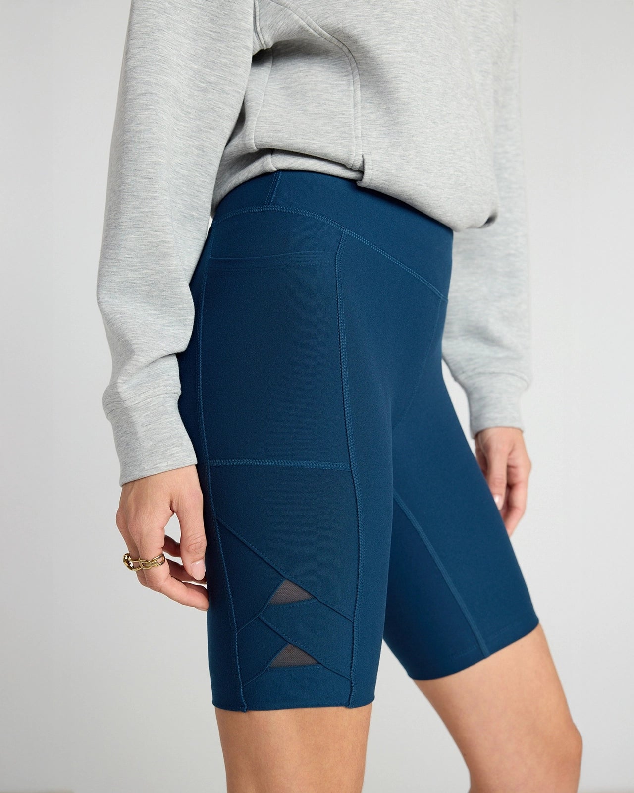 The Active GRS Certified Recycled Poly Triangle Mesh Insert Biker Short - Moonlight Ocean