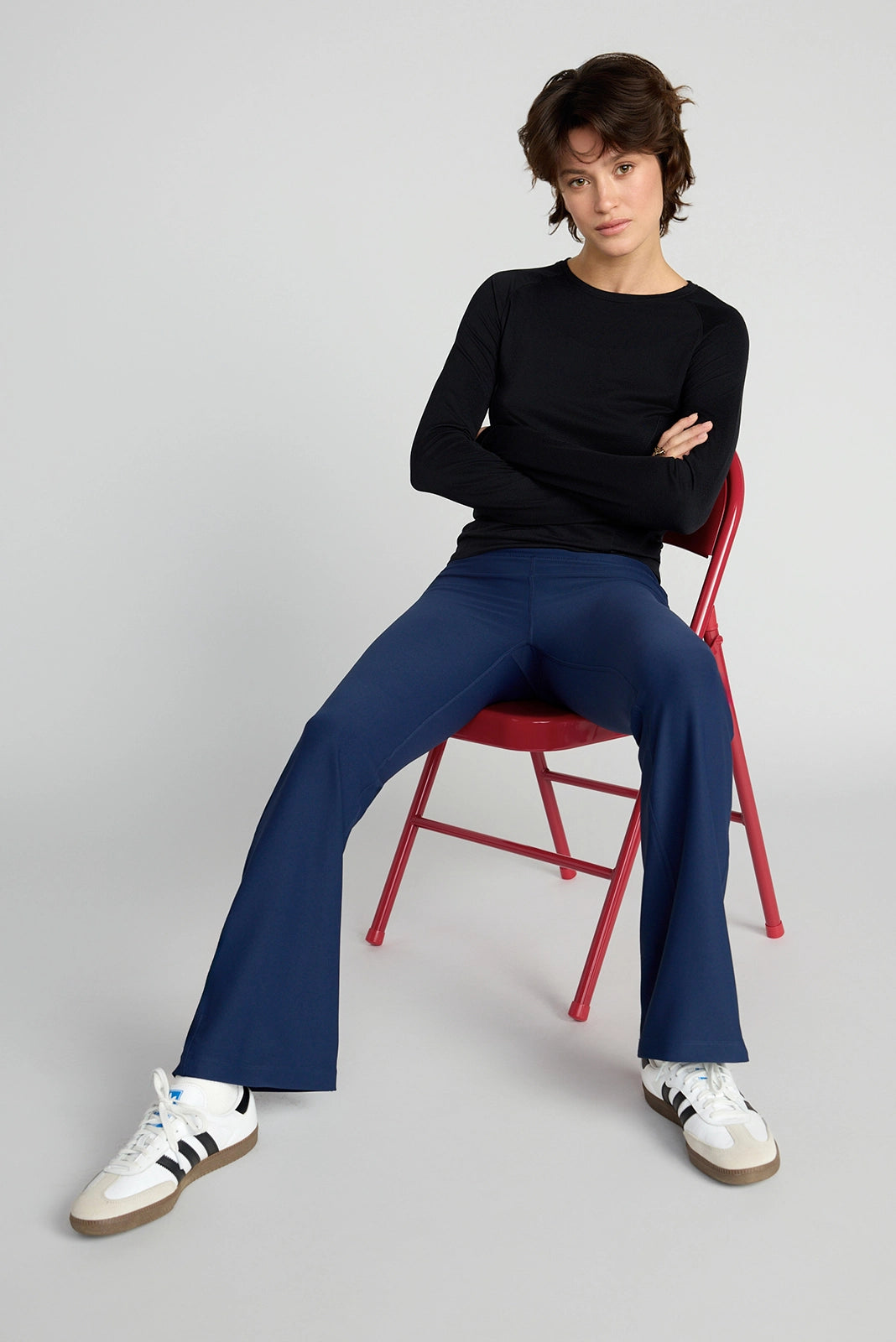 The Active GRS Certified Recycled Poly Wide Leg Yoga Pant  - Navy