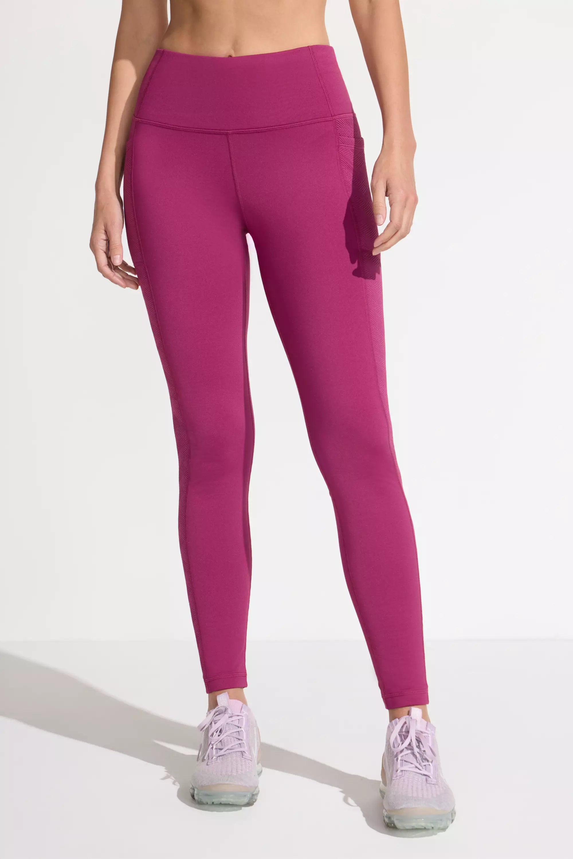Jacquard Paneled Legging - Raspberry Coulis