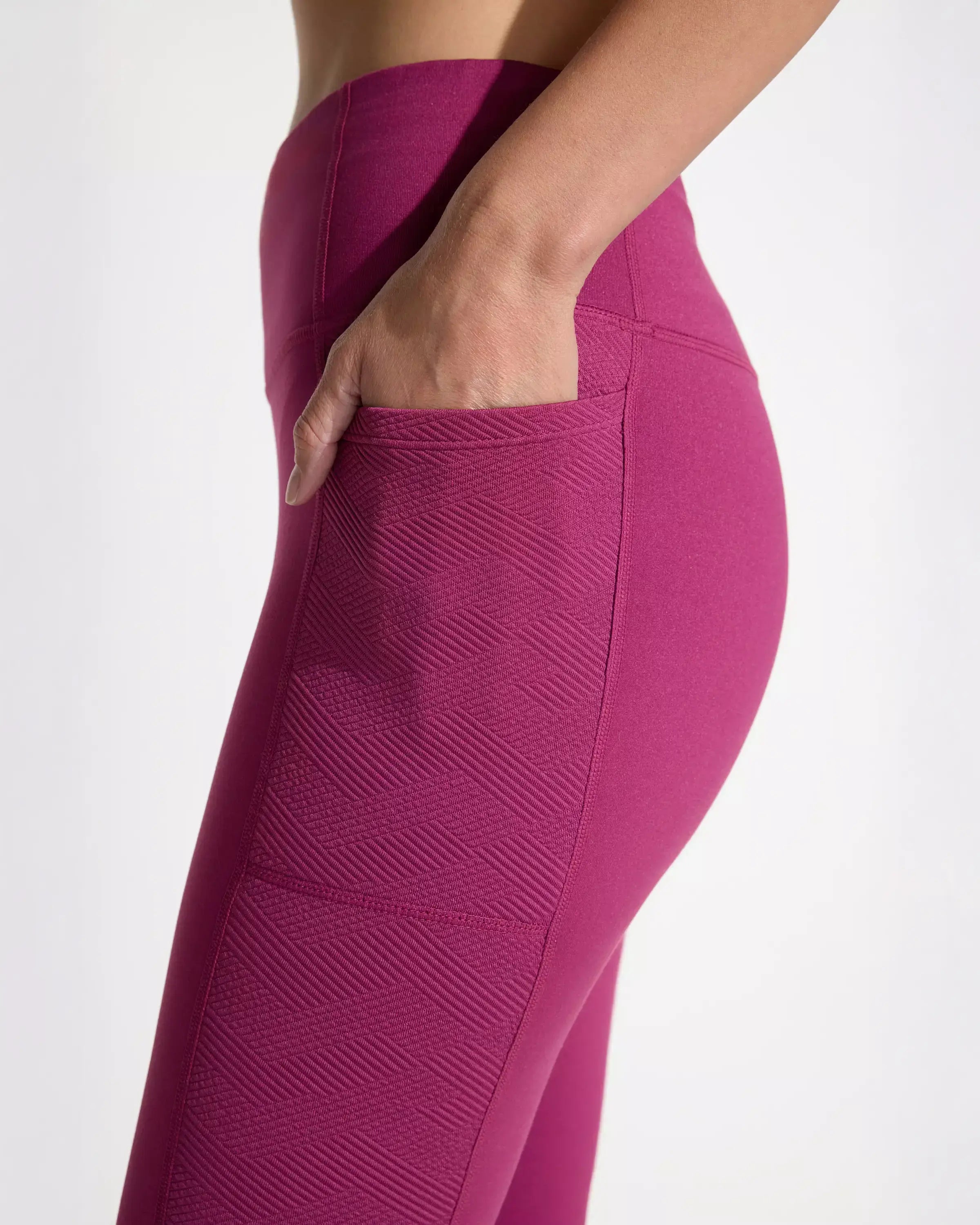 The Jacquard Panel GRS Certified Recycled Poly Legging - Raspberry Coulis Pink