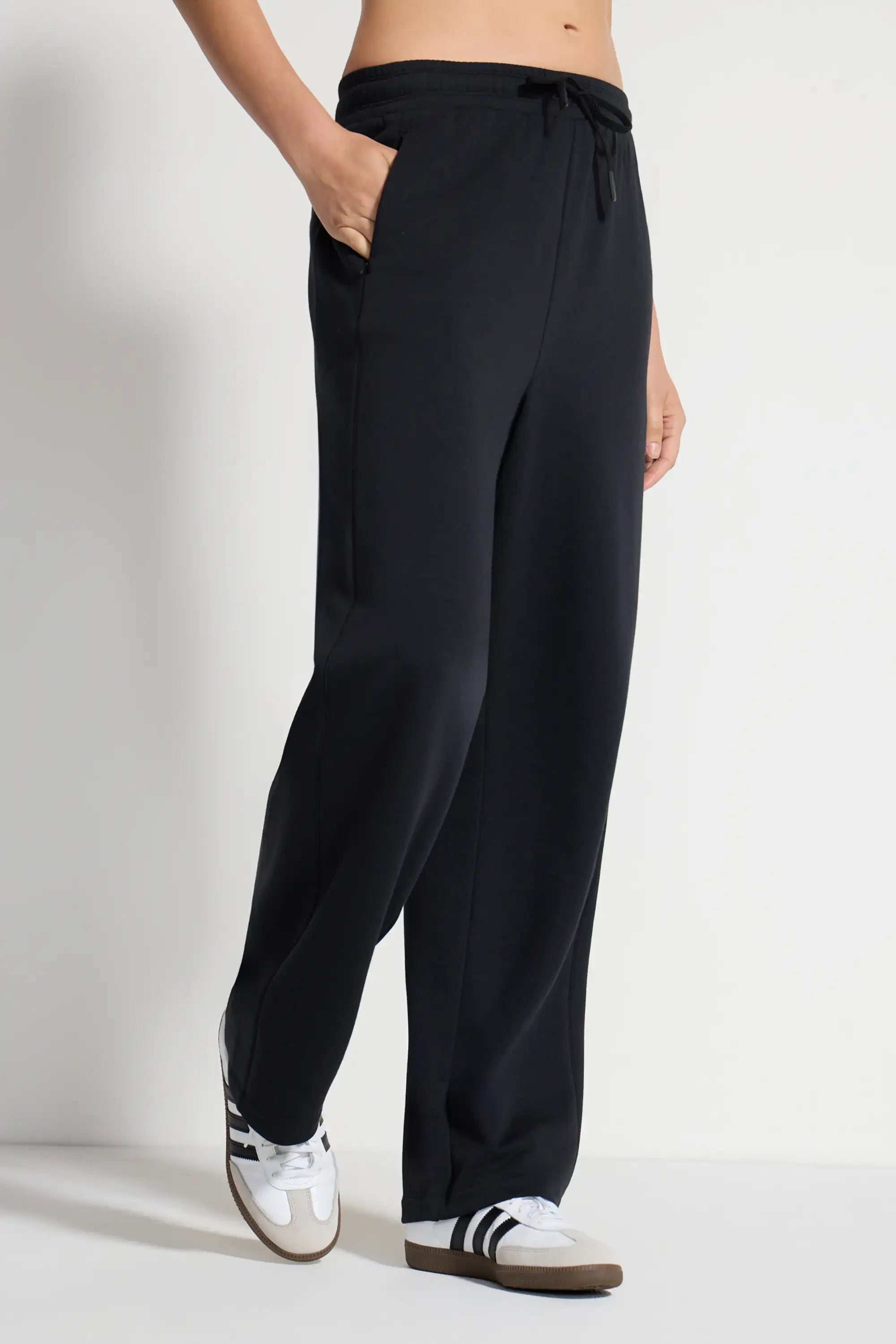 Women's Terry Wide Leg Pant - Black