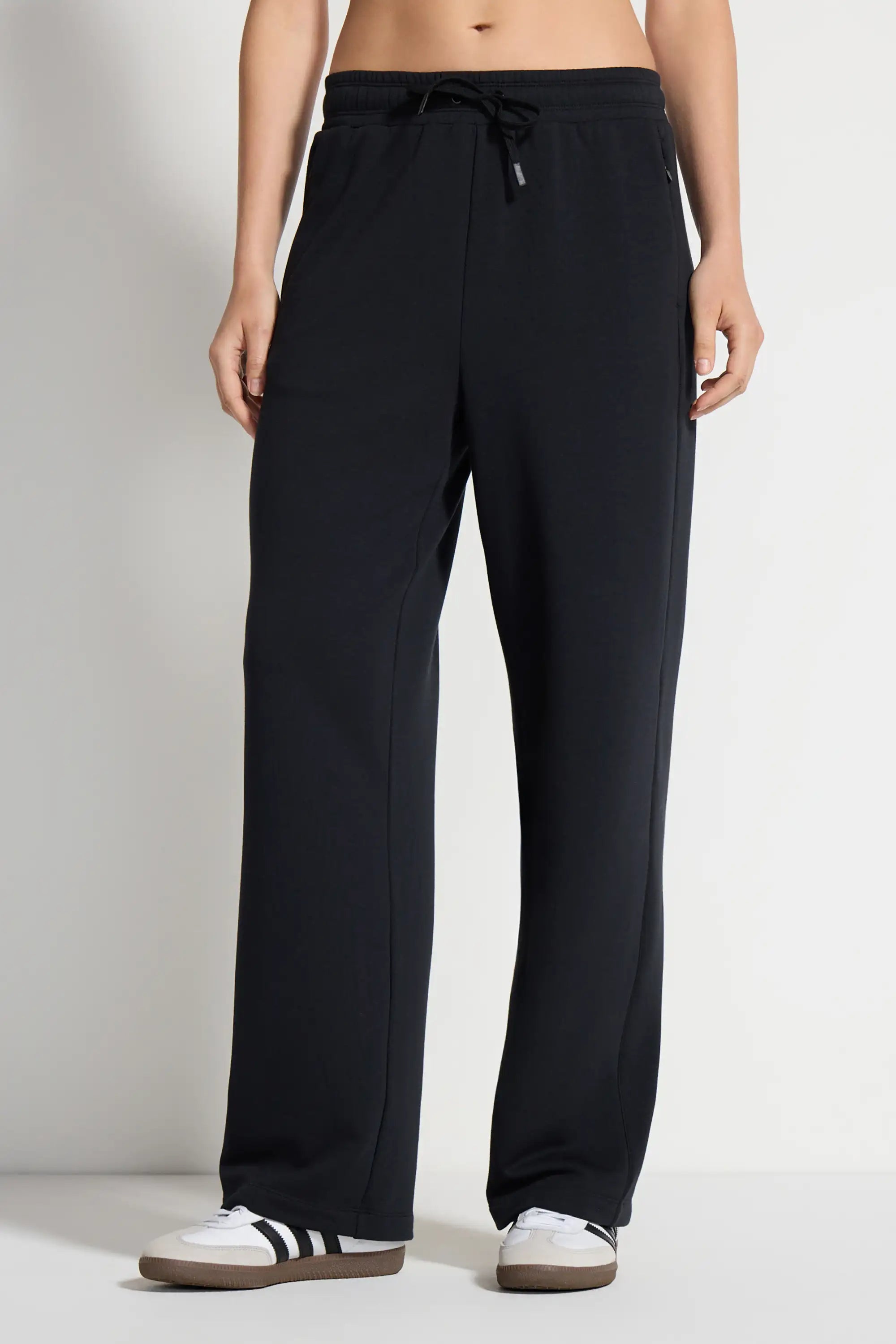 Women's Terry Wide Leg Pant - Black