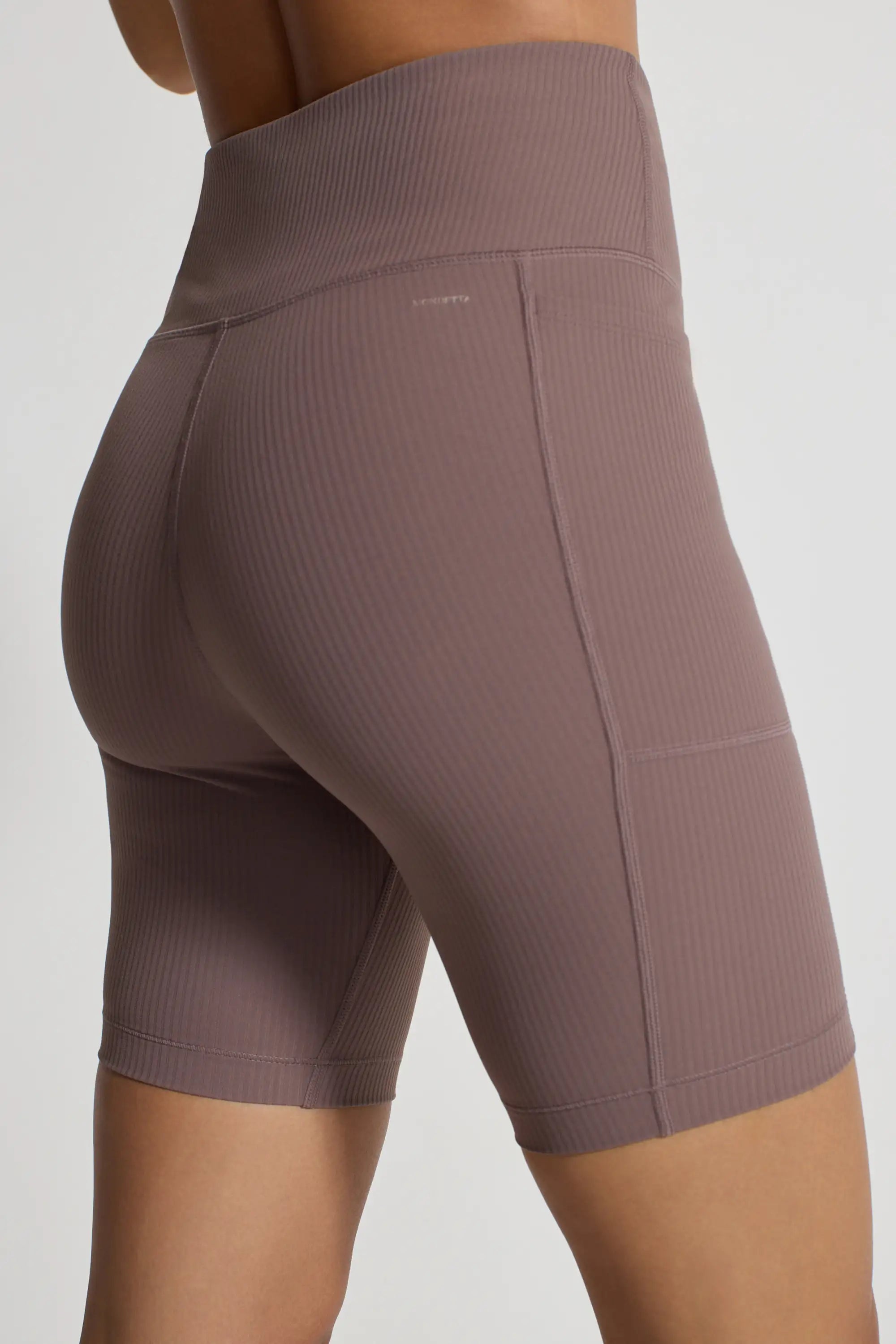 Women's Active Ribbed Biker Short - Brown