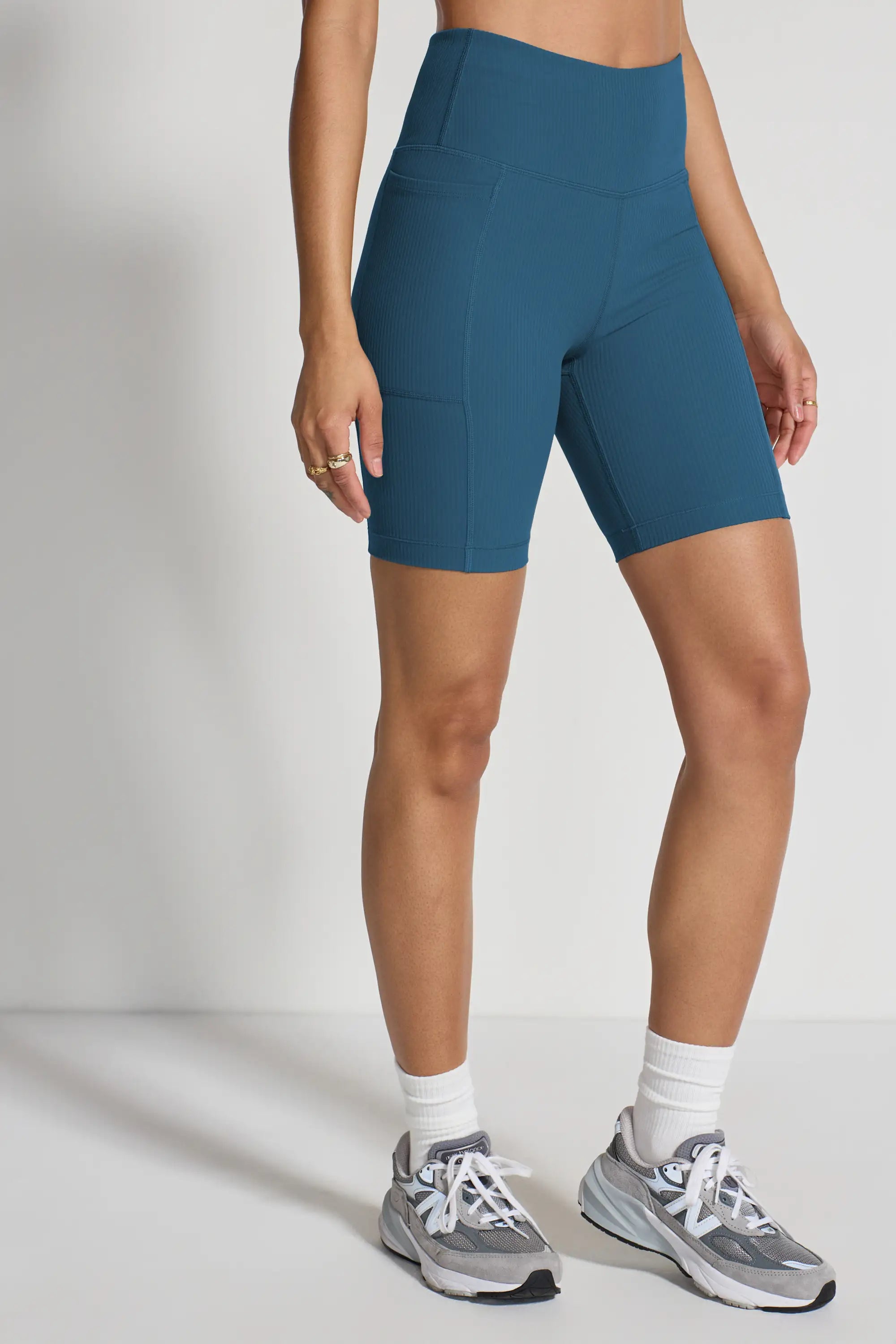 Women's Active Ribbed Biker Short - Blue