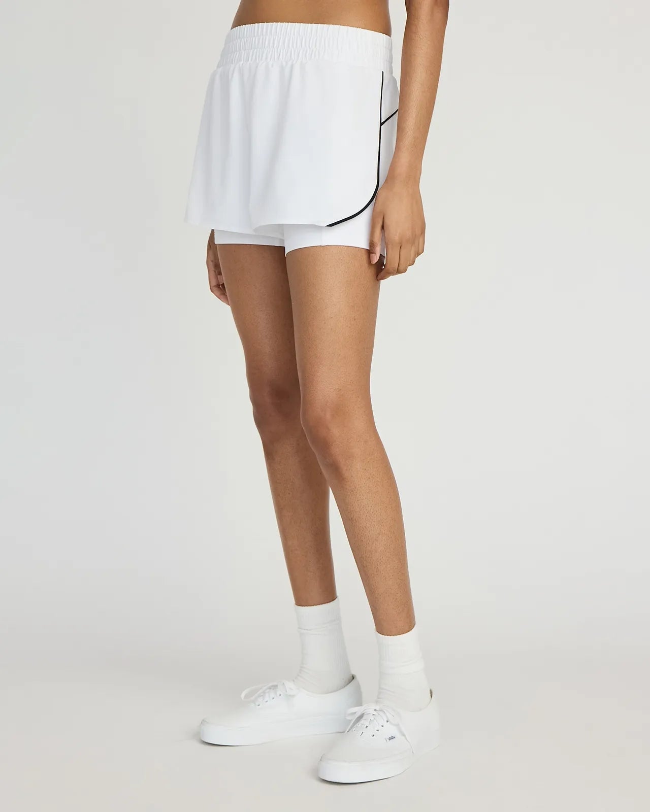 The Built-In Liner GRS Certified Recycled Polyester 3.5" Run Short - White/Black