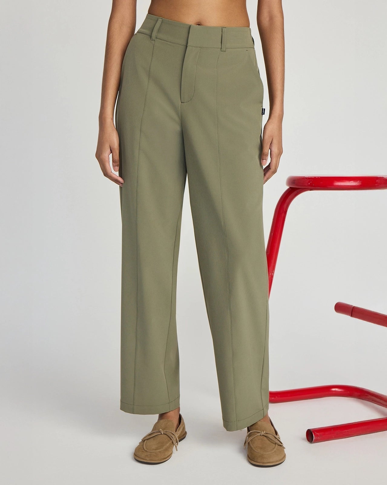 The All-Day Stretch GRS Certified Recycled Polyester Straight Leg Pant - Dusty Olive