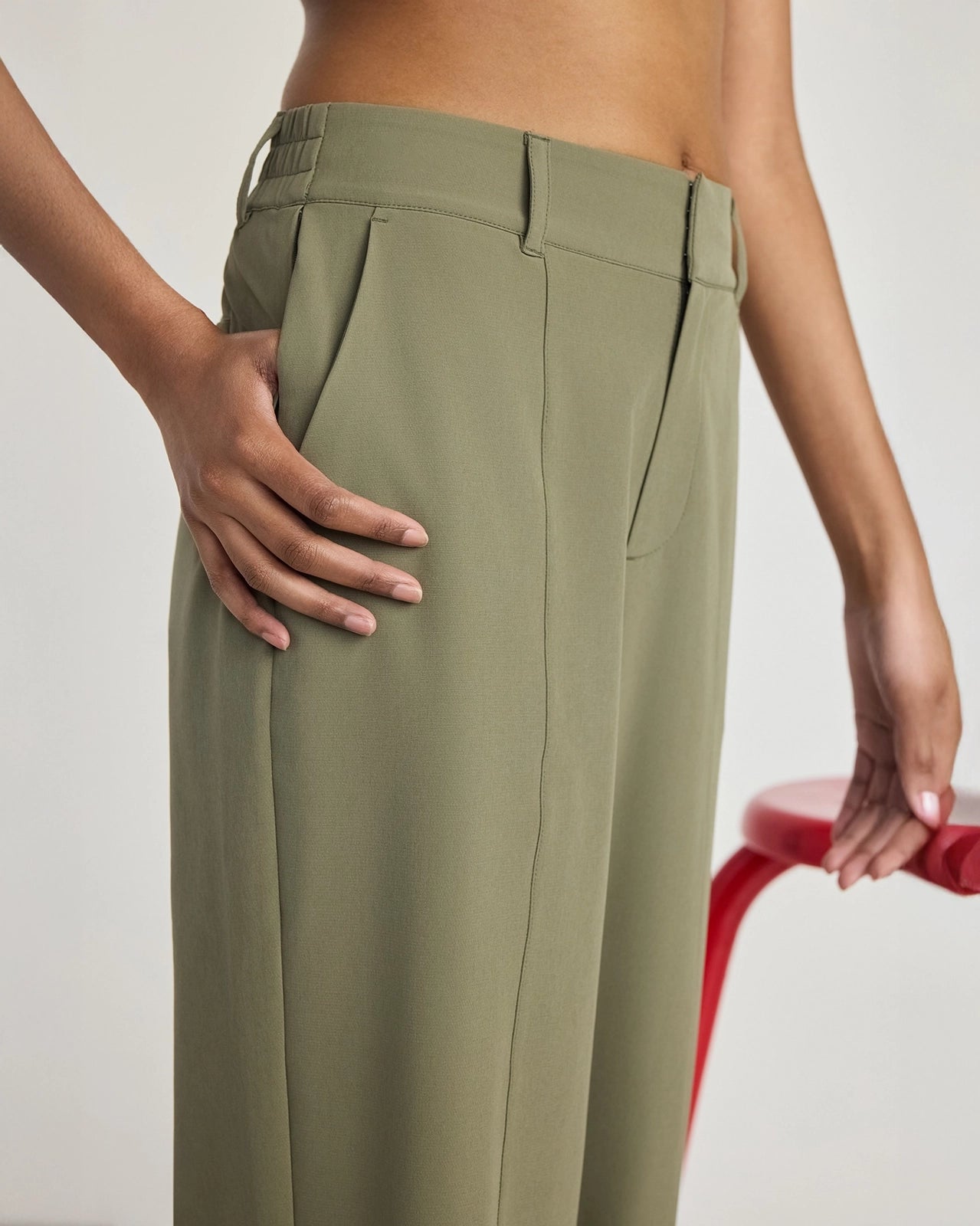 The All-Day Stretch GRS Certified Recycled Polyester Straight Leg Pant - Dusty Olive