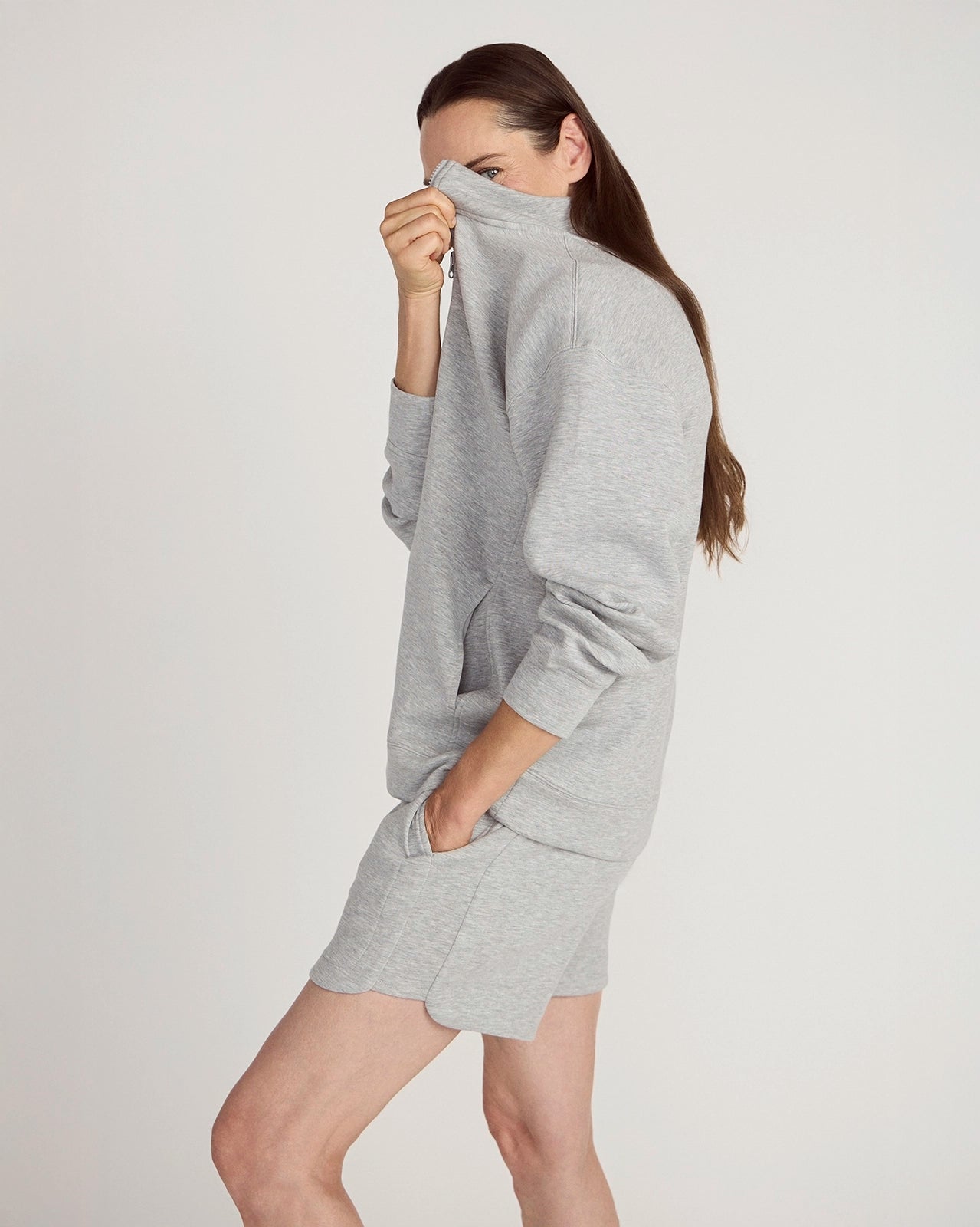 The Breathable GRS Certified Recycled Polyester + Modal 5" Short - Lt Heather Grey