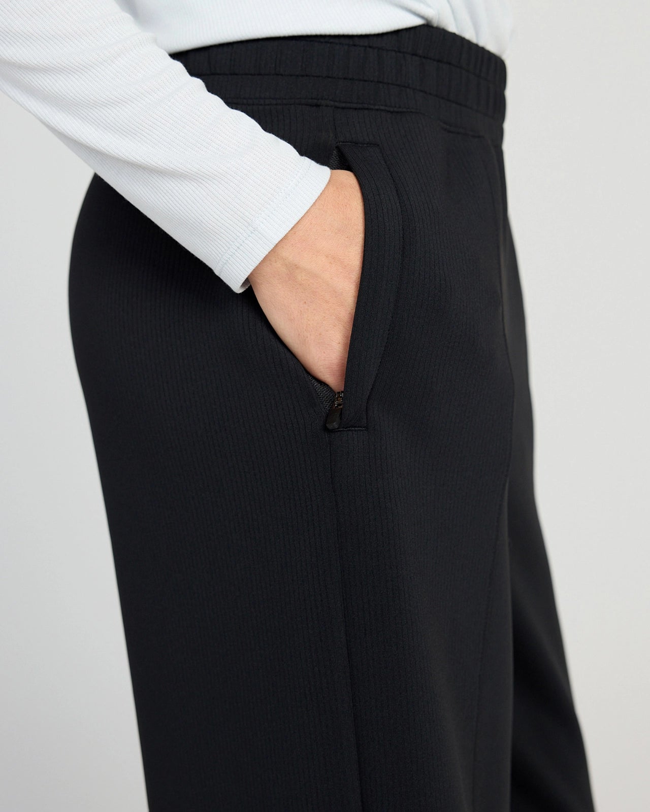 The Soft Stretch GRS Certified Recycled Poly Wide Leg Pant - Black