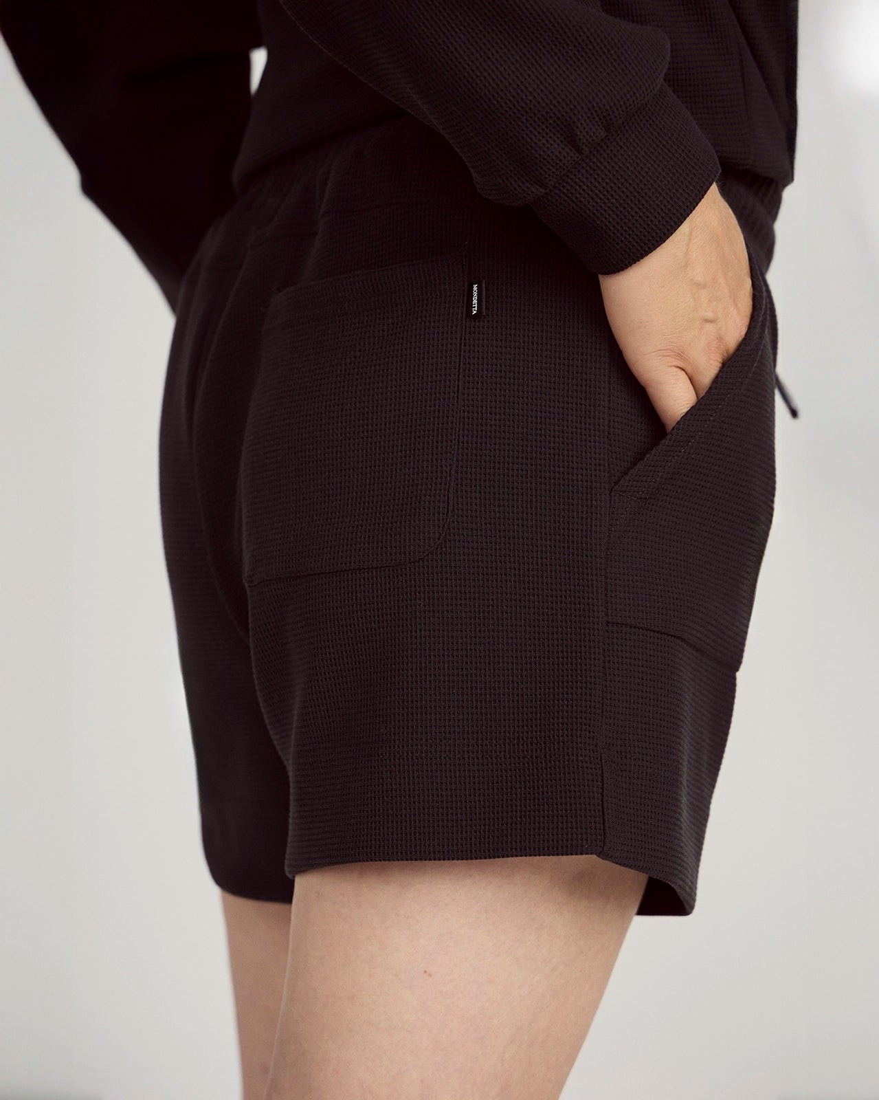 The Soft Luxe GRS Certified Recycled Polyester Waffle 3.5" Short - Black