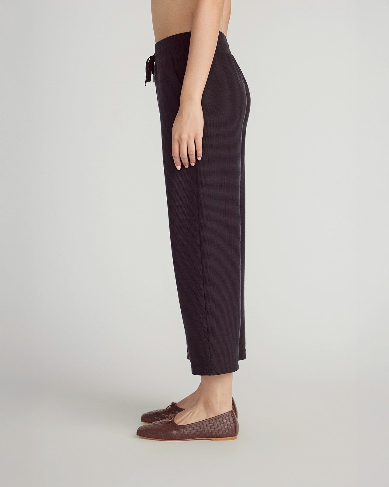 The Light Stretch GRS Certified Recycled Polyester Waffle Capri - Black