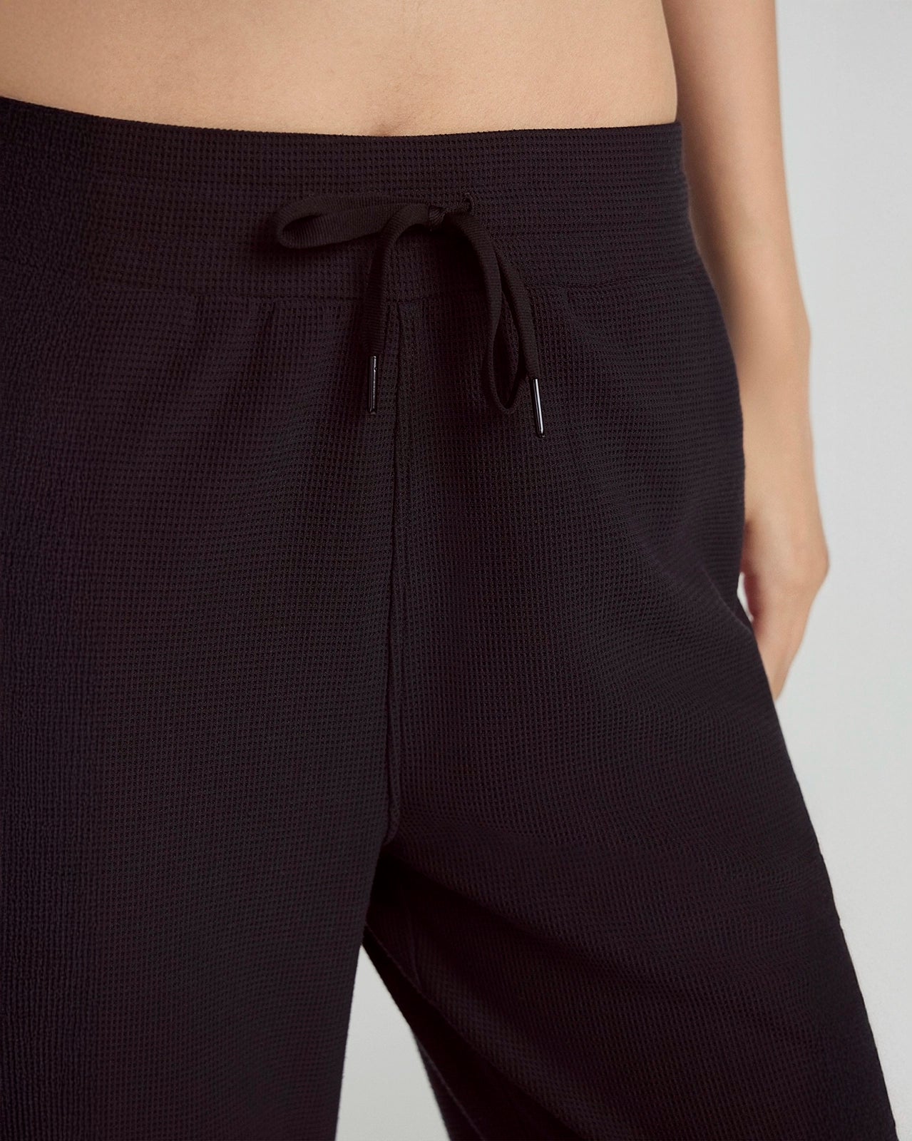 The Light Stretch GRS Certified Recycled Polyester Waffle Capri - Black