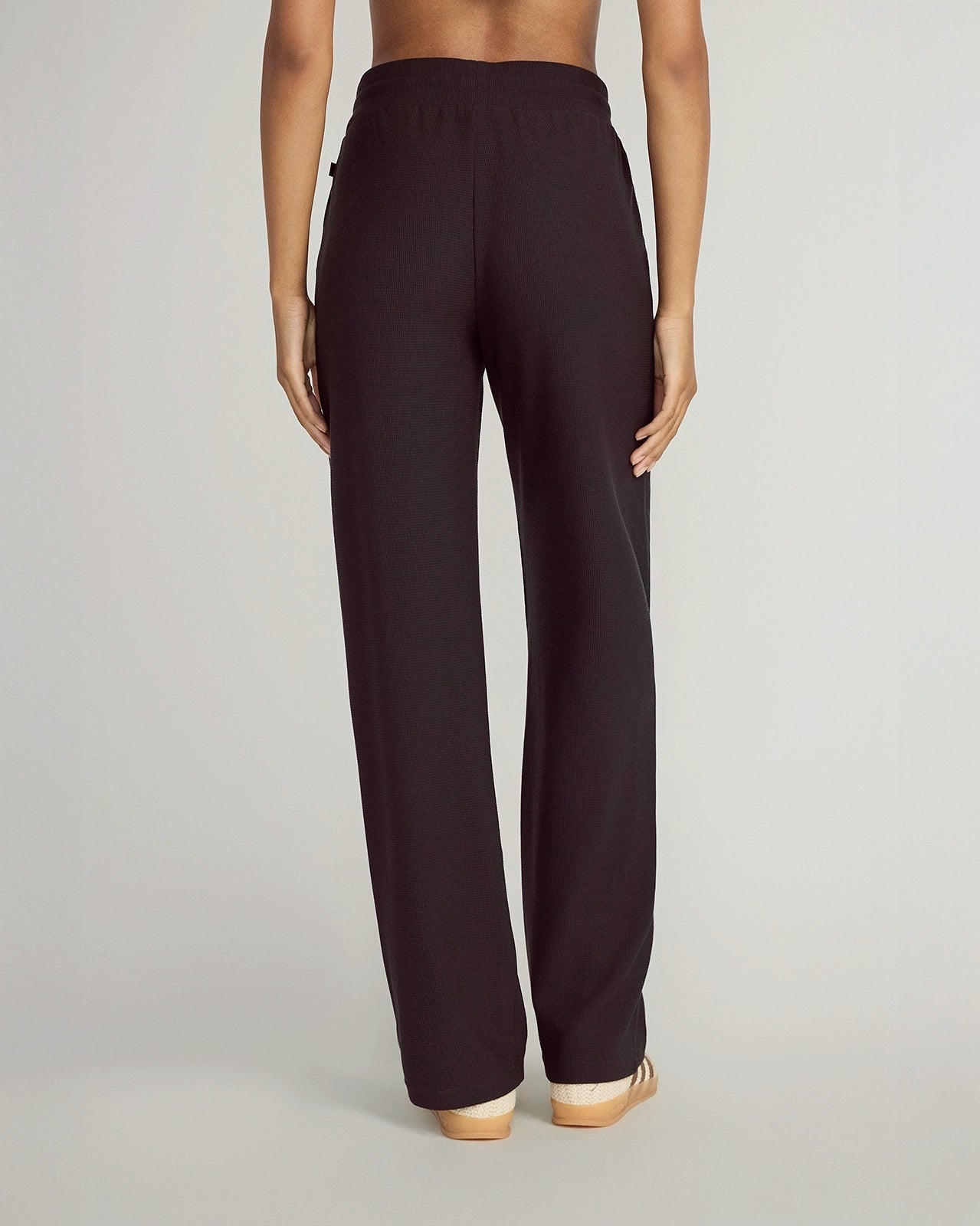 The Light Stretch GRS Certified Recycled Polyester Waffle Wide Leg Pant - Black