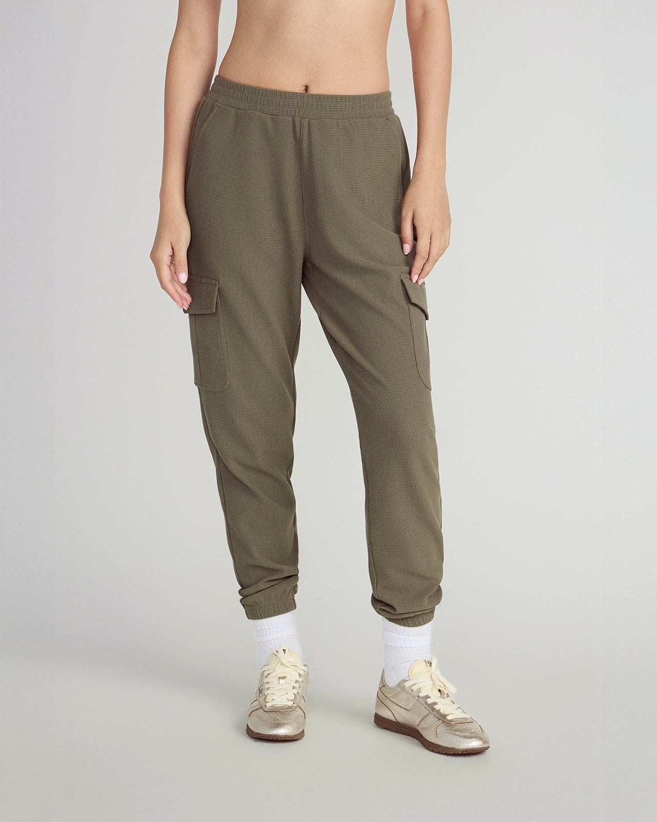 The Light Stretch GRS Certified Recycled Polyester Waffle Jogger - Dusty Olive