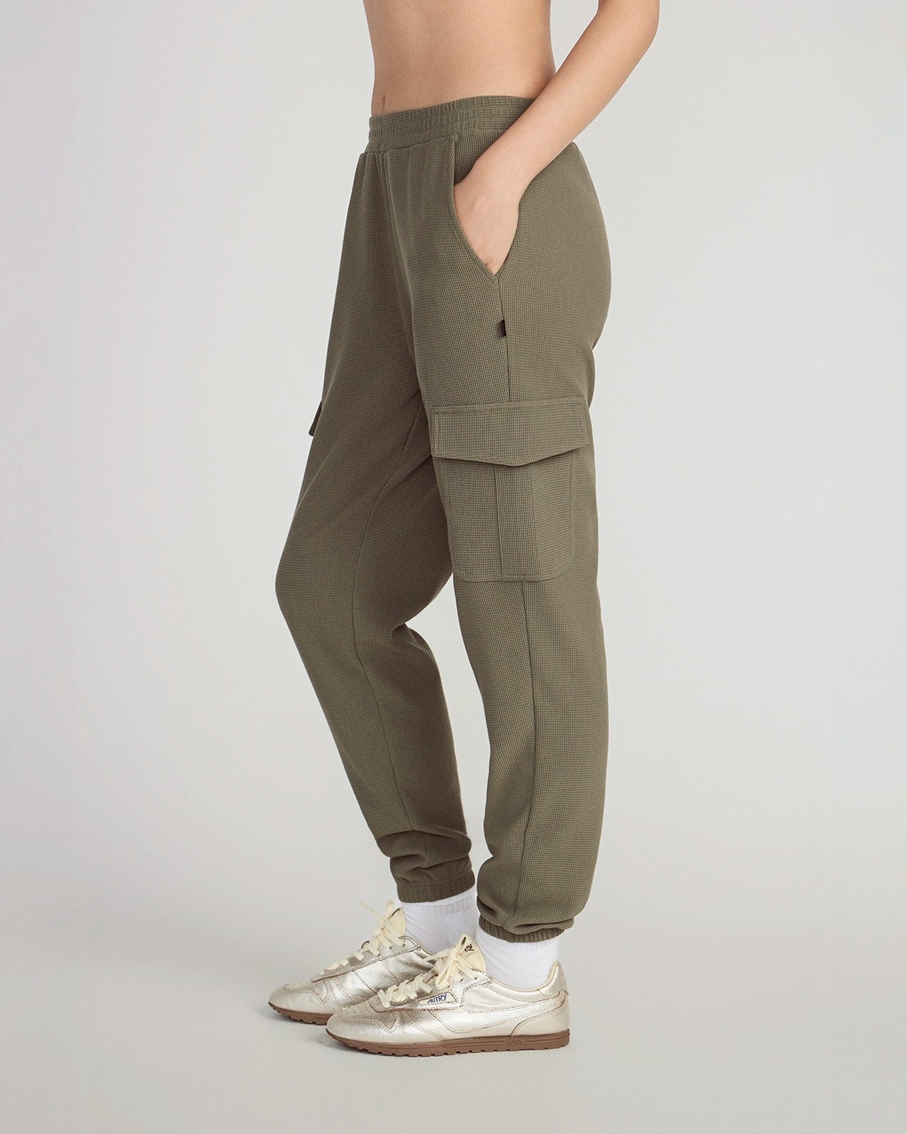 The Light Stretch GRS Certified Recycled Polyester Waffle Jogger - Dusty Olive
