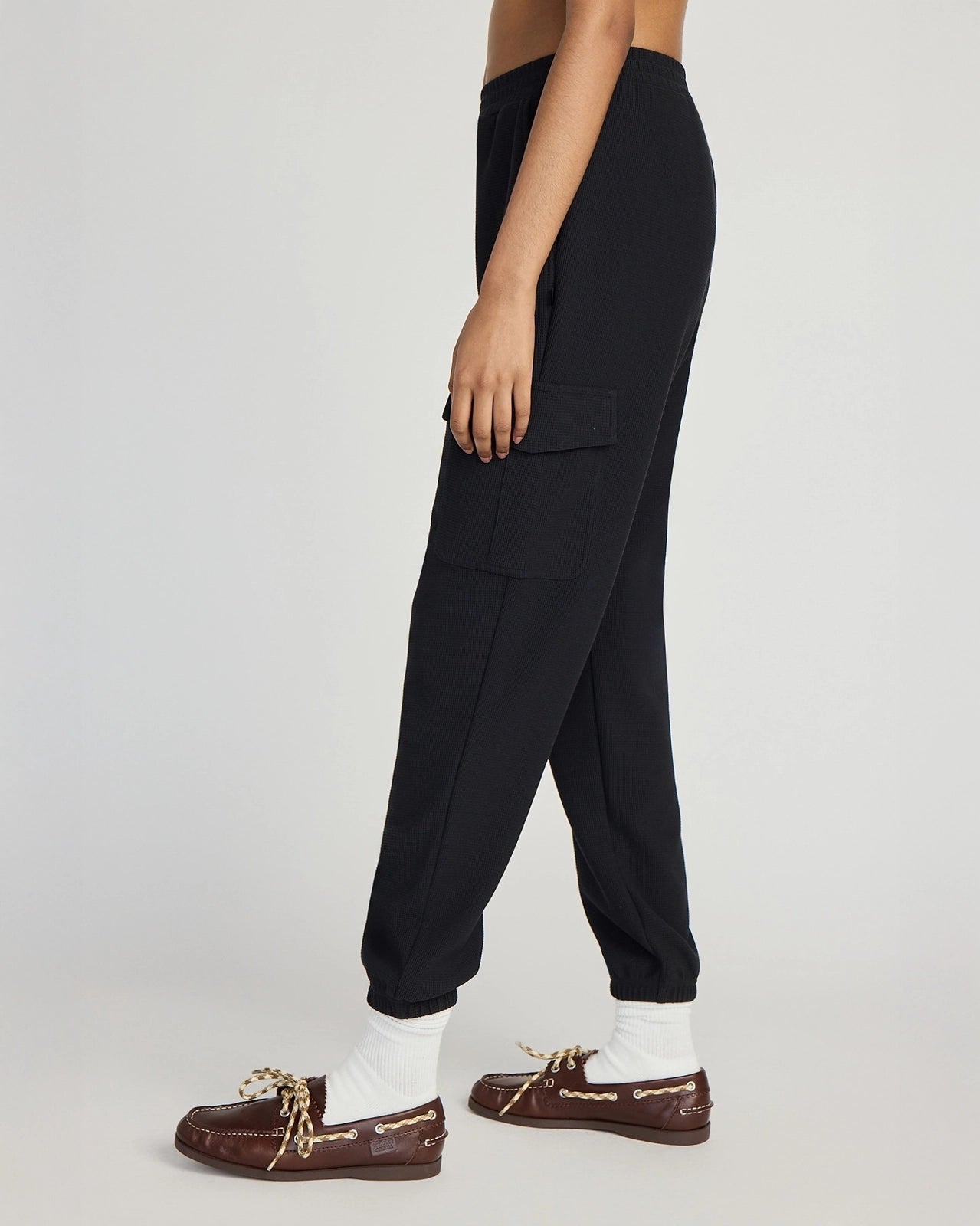The Light Stretch GRS Certified Recycled Polyester Waffle Jogger - Black